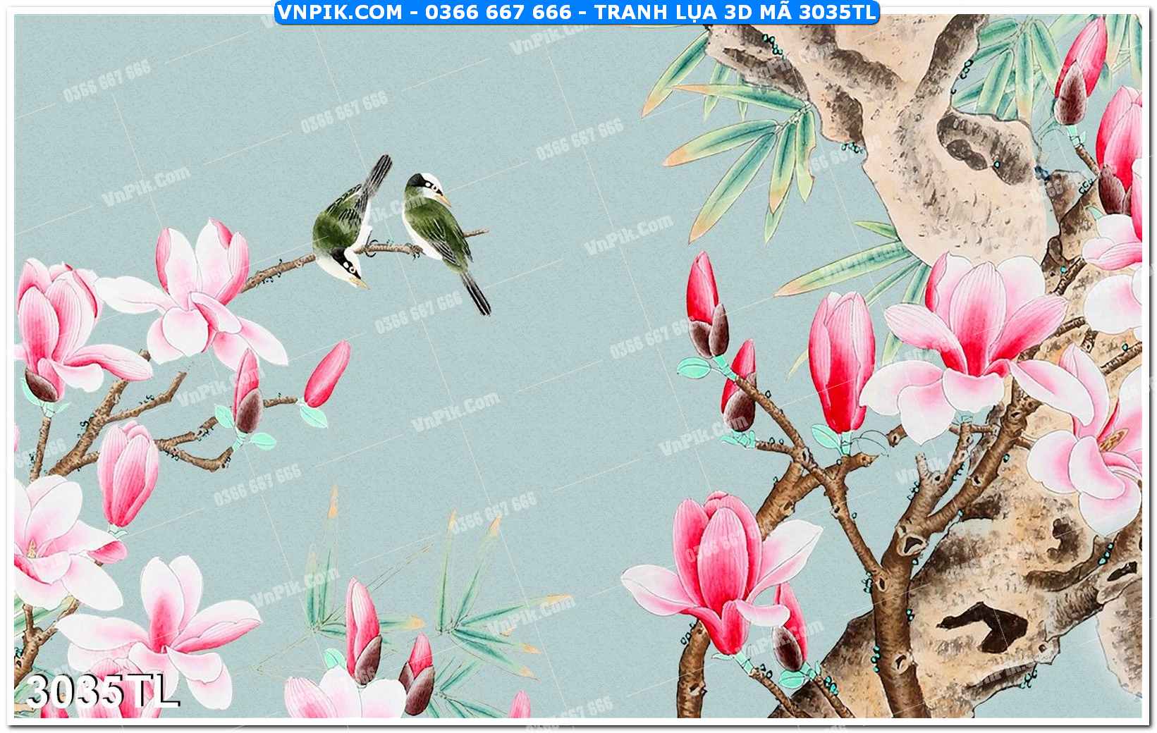 Tranh lụa 3D – Tranh trang trí dán tường 3035TL