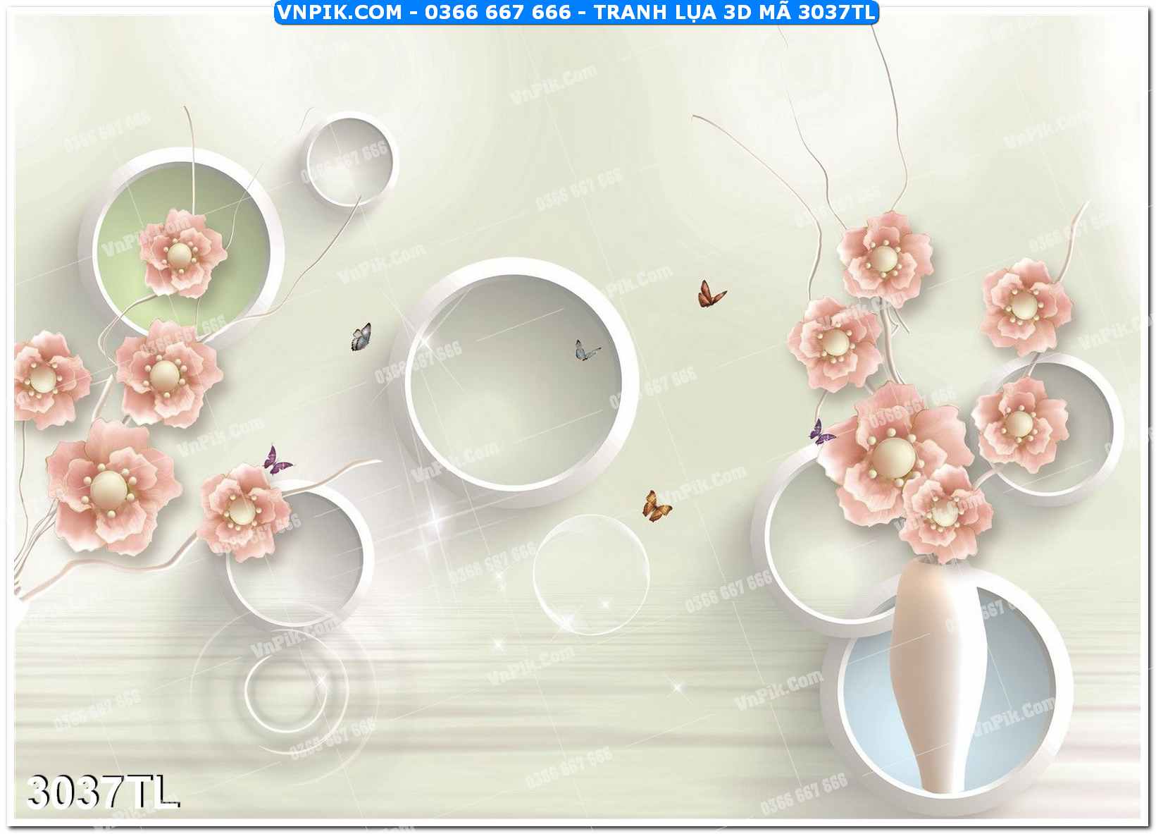 Tranh lụa 3D – Tranh trang trí dán tường 3037TL