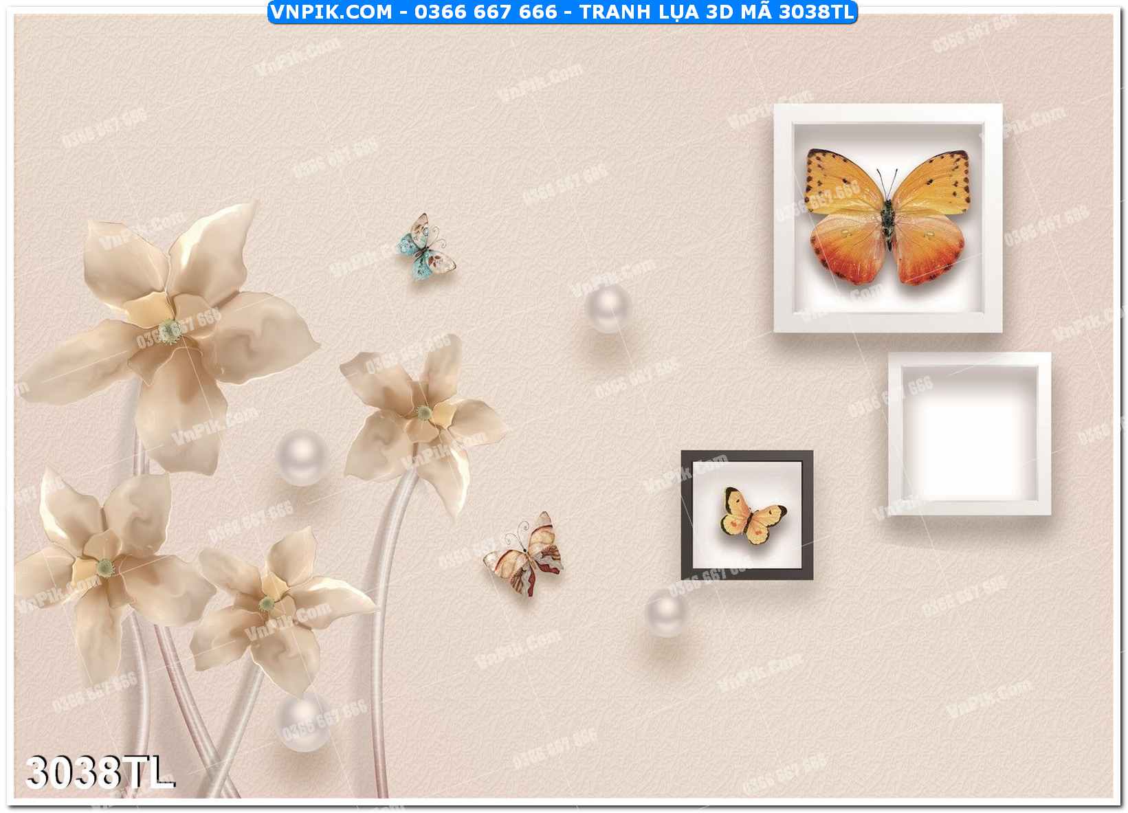 Tranh lụa 3D – Tranh trang trí dán tường 3038TL