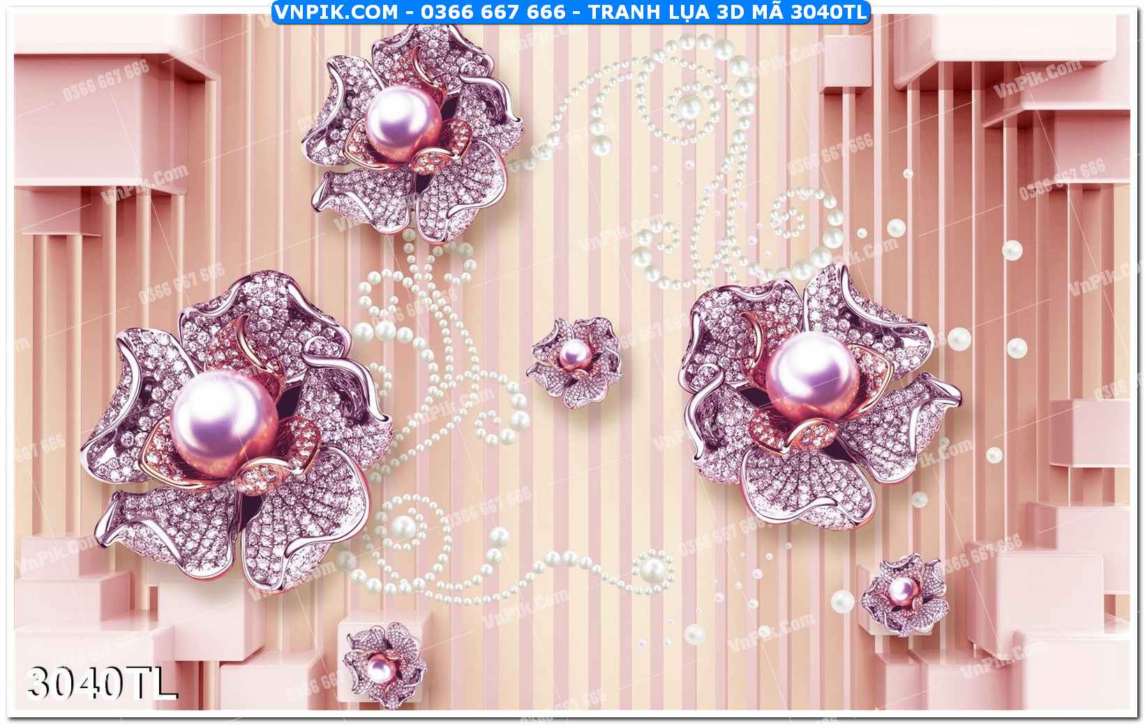 Tranh lụa 3D – Tranh trang trí dán tường 3040TL