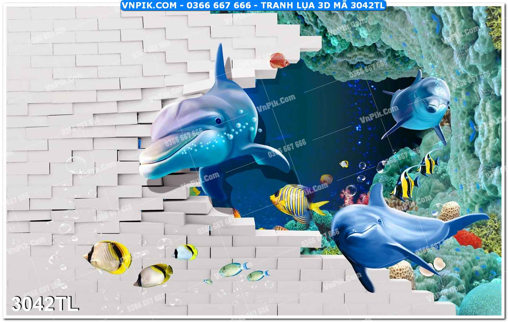 Tranh lụa 3D – Tranh trang trí dán tường 3042TL