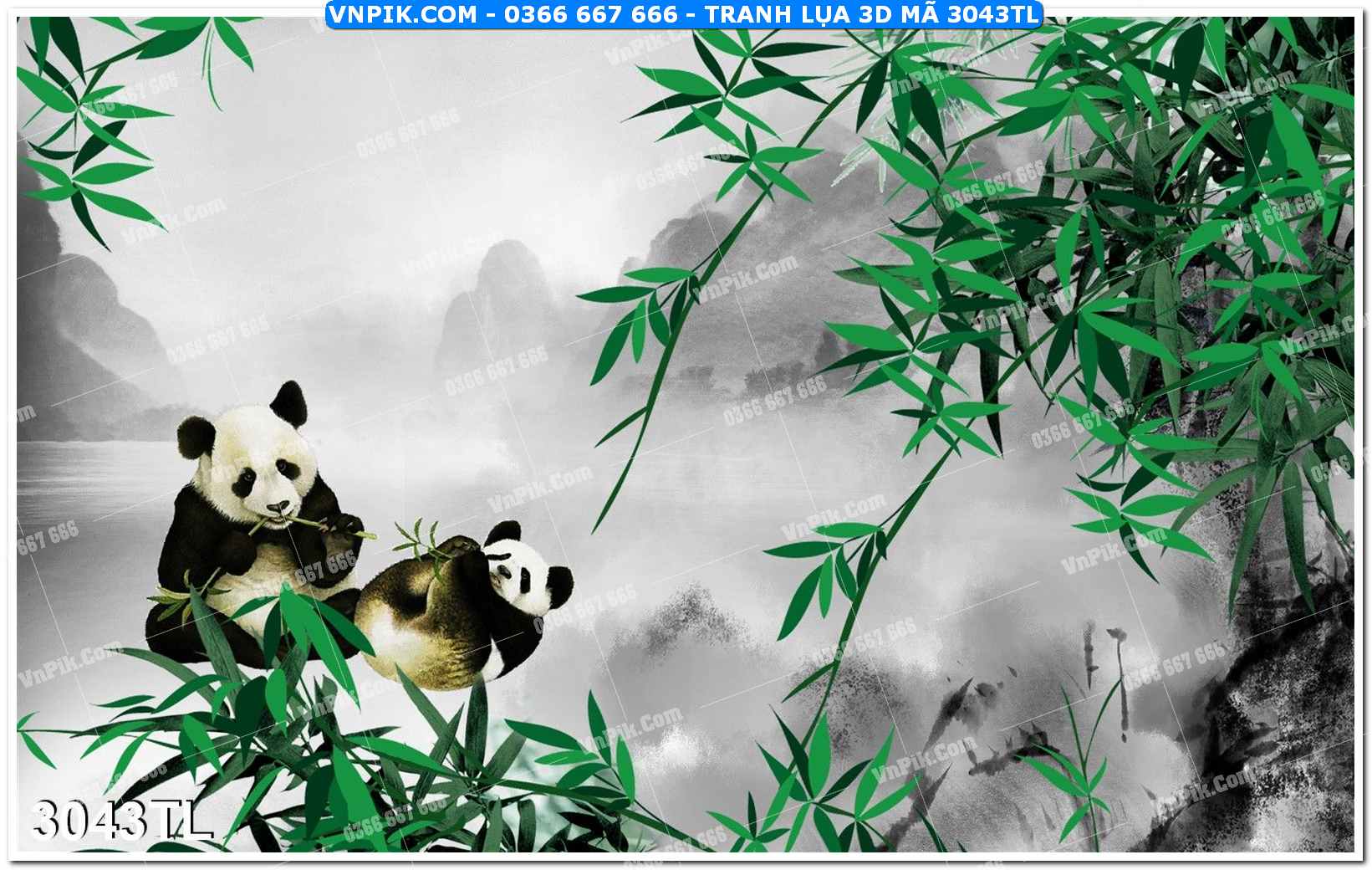 Tranh lụa 3D – Tranh trang trí dán tường 3043TL