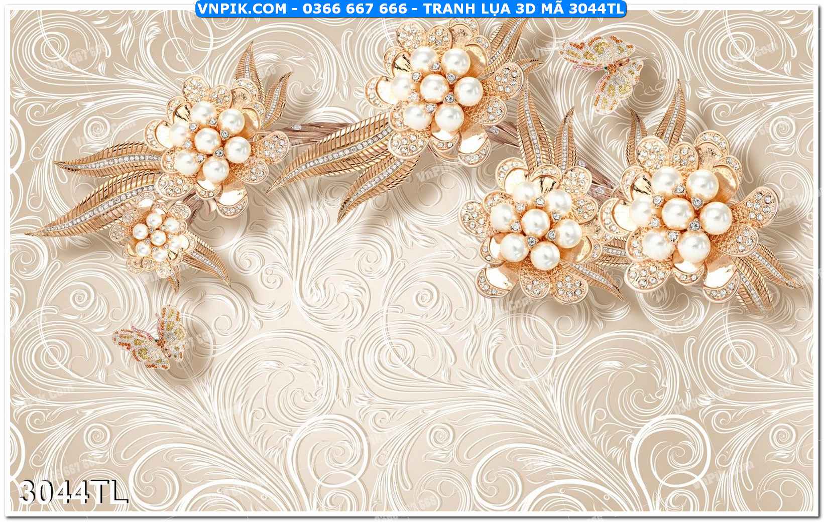 Tranh lụa 3D – Tranh trang trí dán tường 3044TL