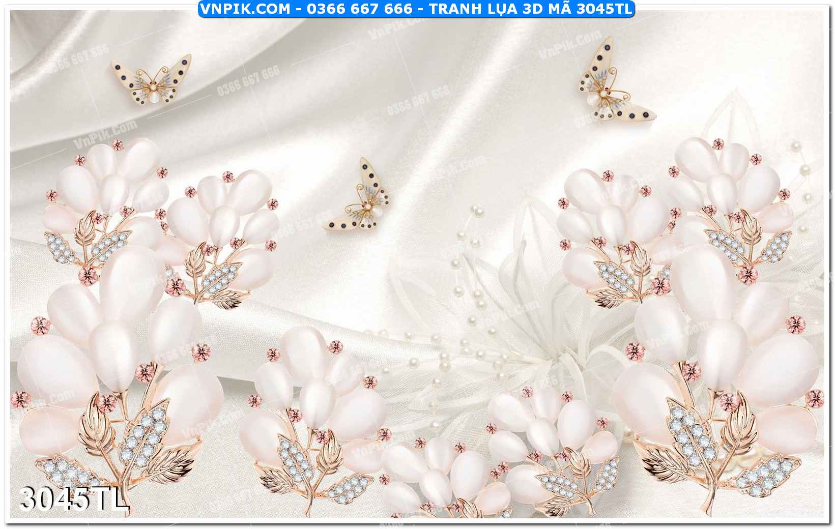 Tranh lụa 3D – Tranh trang trí dán tường 3045TL