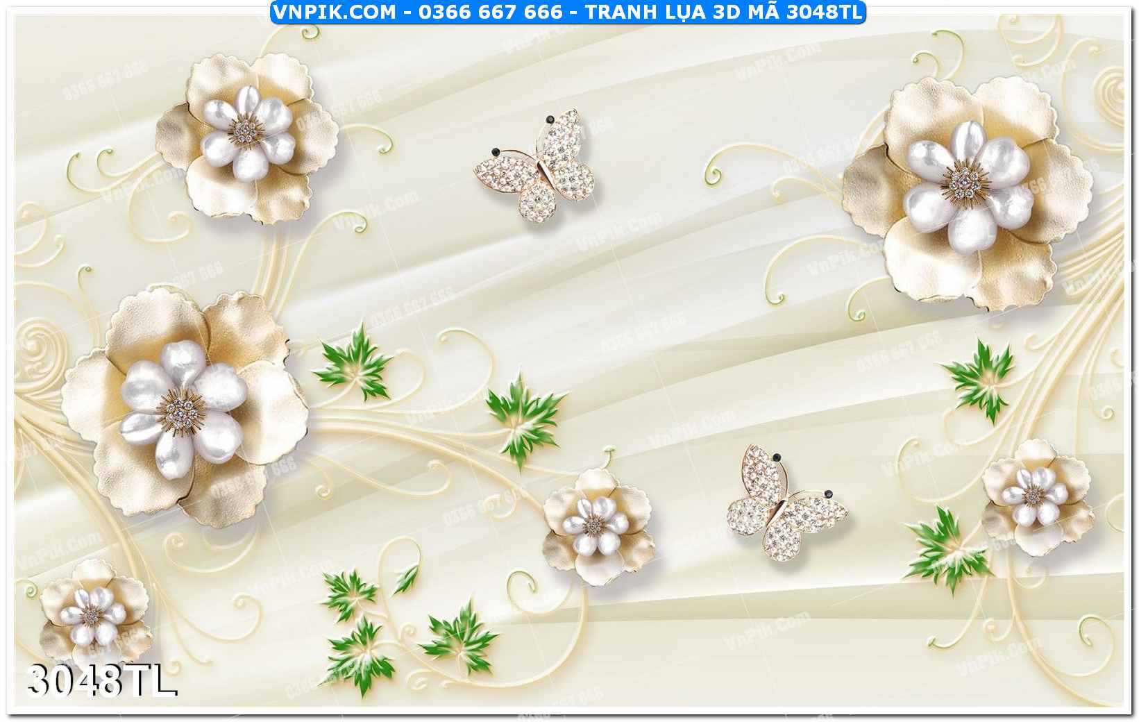 Tranh lụa 3D – Tranh trang trí dán tường 3048TL