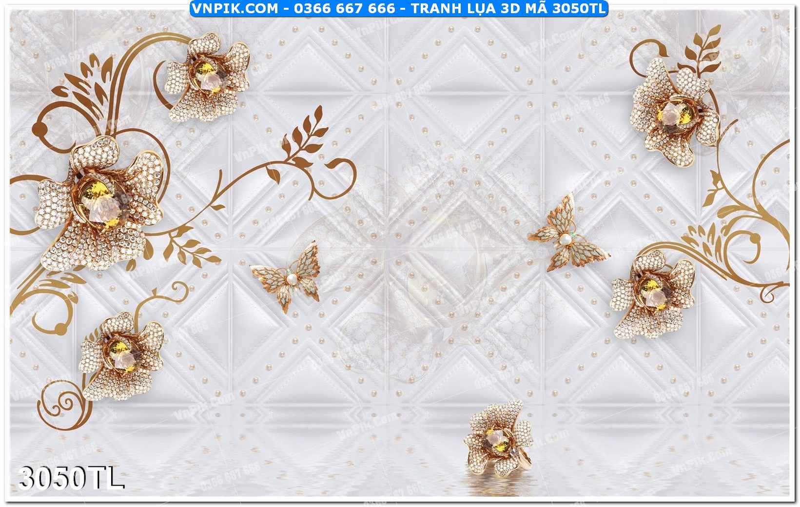 Tranh lụa 3D – Tranh trang trí dán tường 3050TL