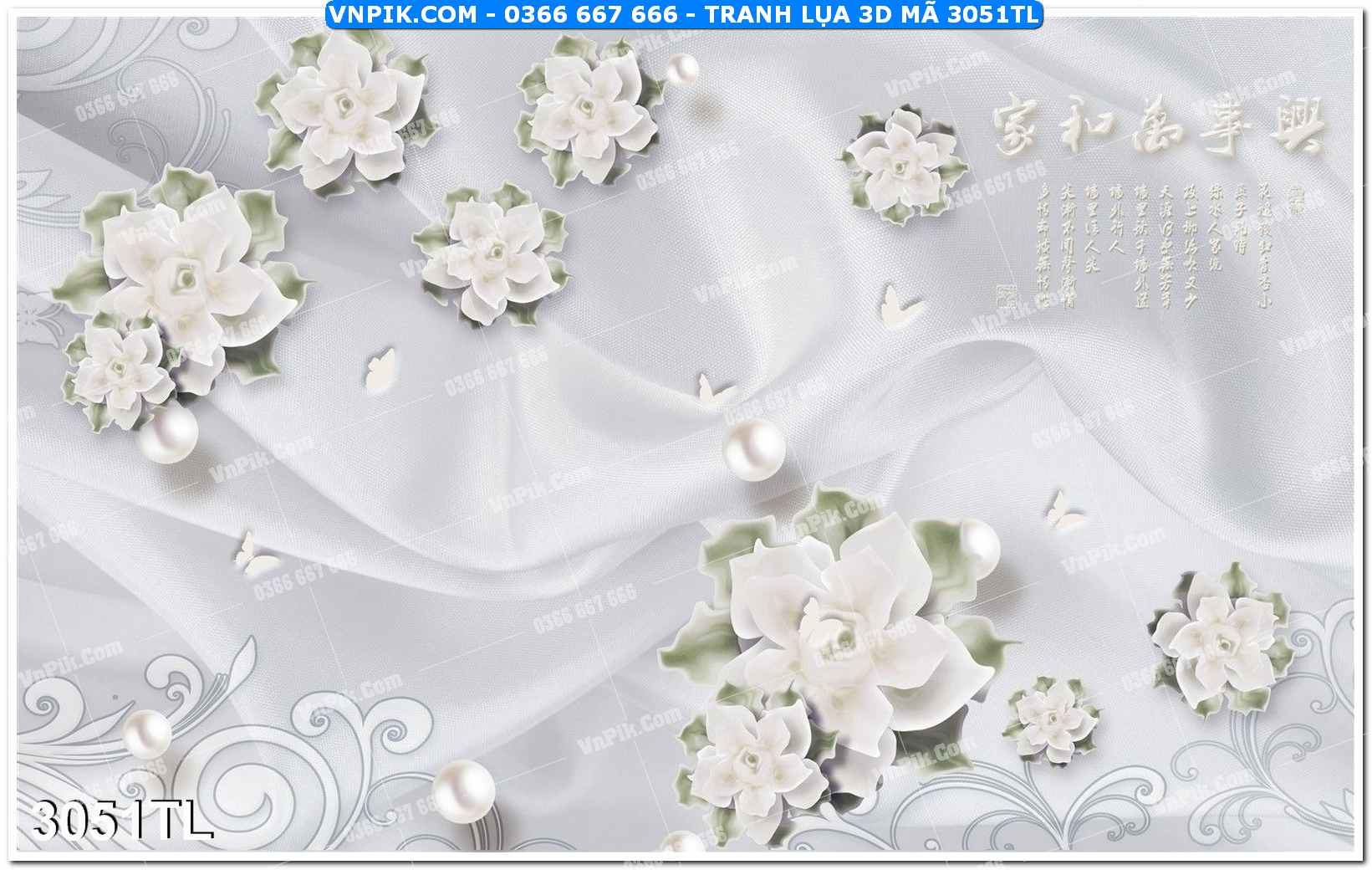 Tranh lụa 3D – Tranh trang trí dán tường 3051TL