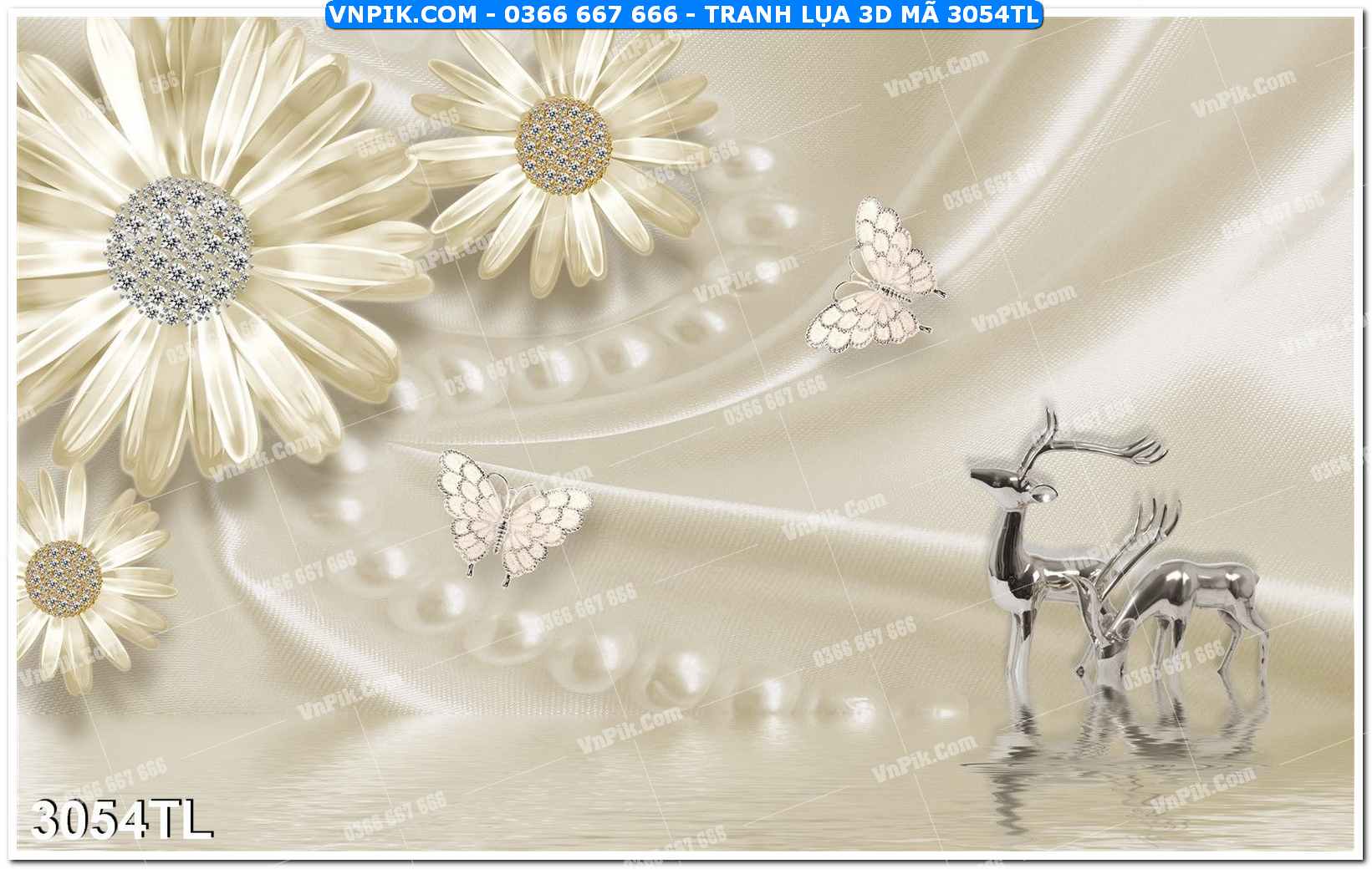 Tranh lụa 3D – Tranh trang trí dán tường 3054TL