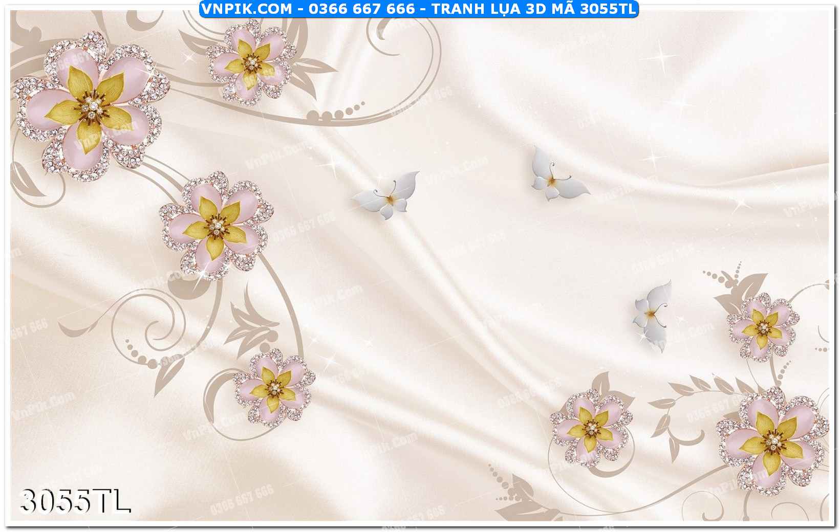 Tranh lụa 3D – Tranh trang trí dán tường 3055TL