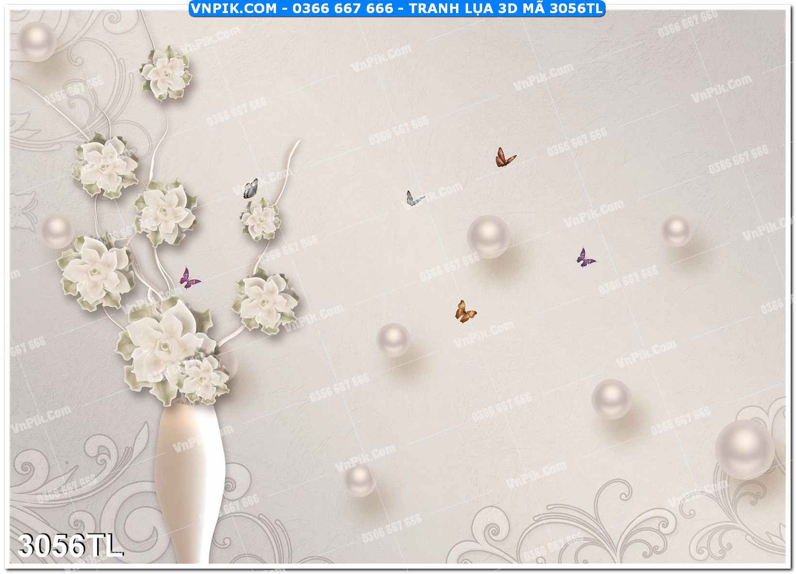 Tranh lụa 3D – Tranh trang trí dán tường 3056TL