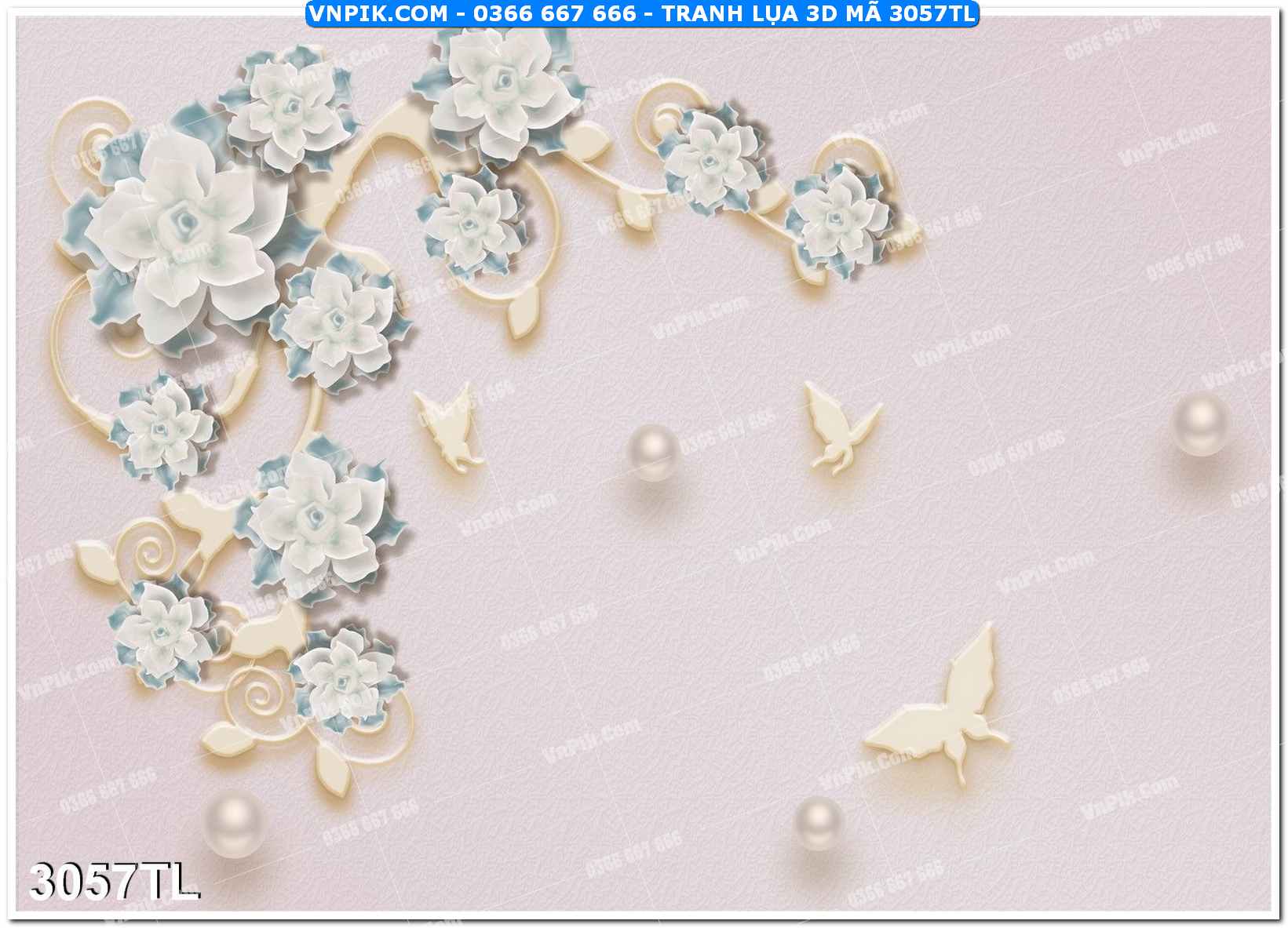 Tranh lụa 3D – Tranh trang trí dán tường 3057TL