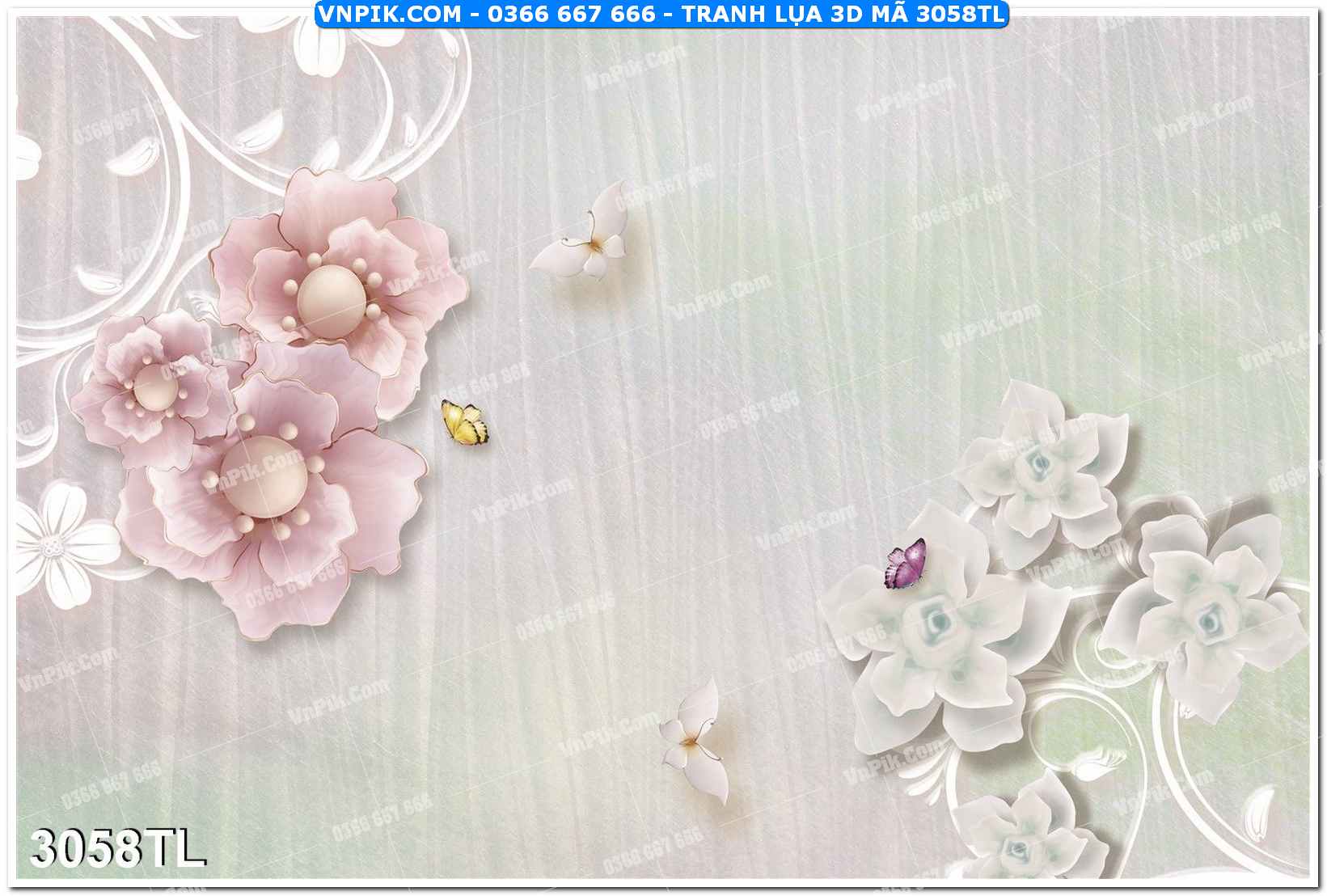 Tranh lụa 3D – Tranh trang trí dán tường 3058TL