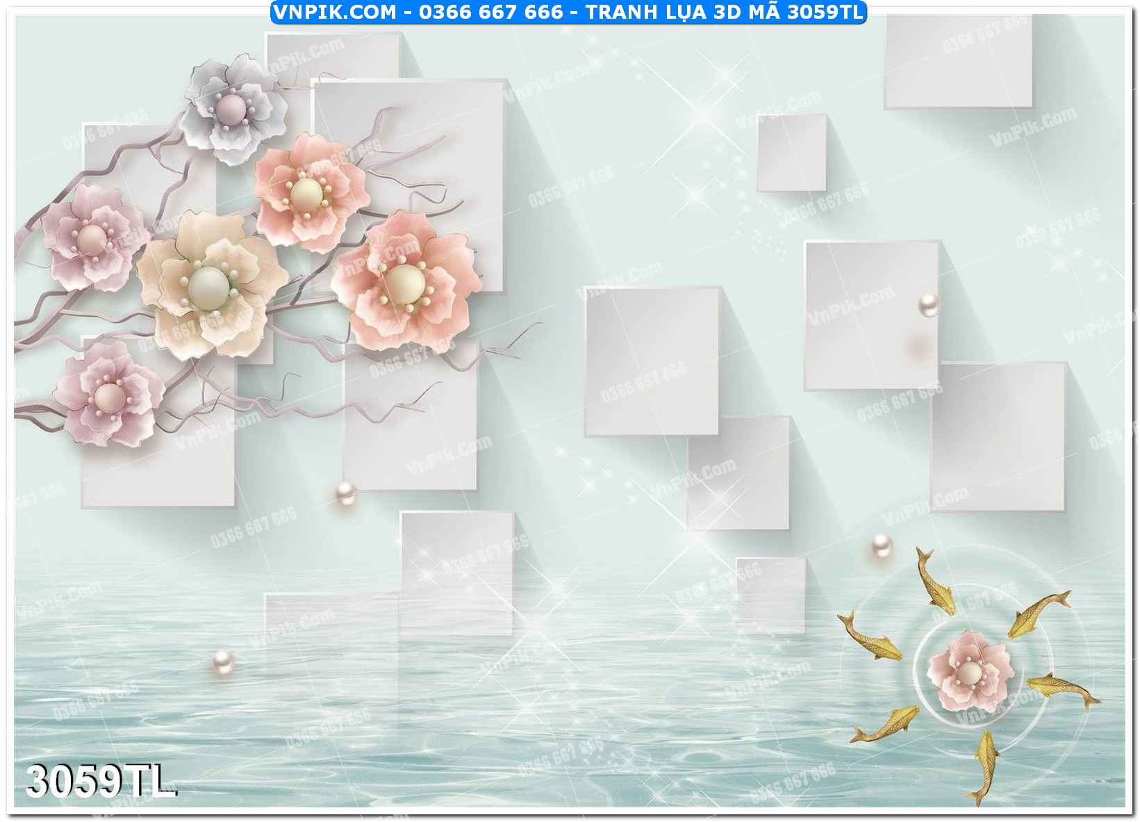 Tranh lụa 3D – Tranh trang trí dán tường 3059TL