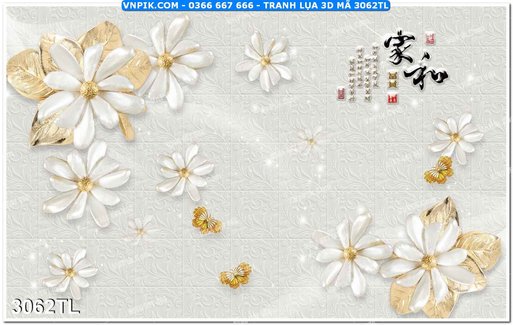 Tranh lụa 3D – Tranh trang trí dán tường 3062TL