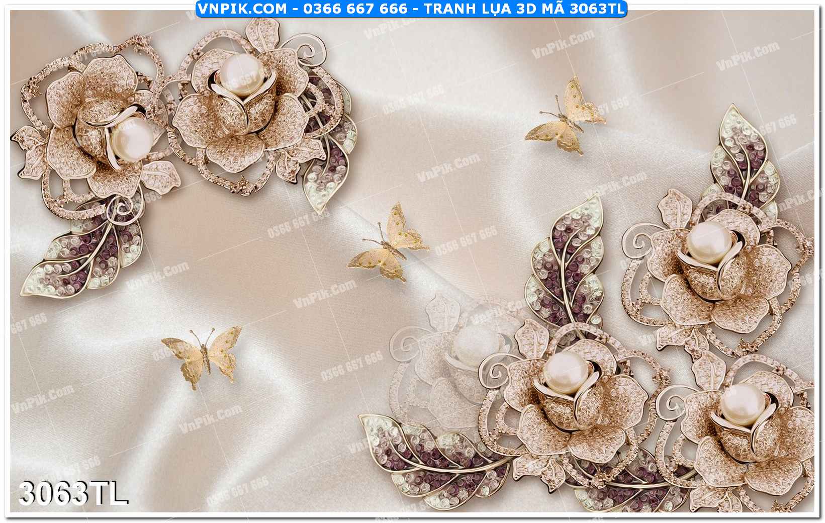 Tranh lụa 3D – Tranh trang trí dán tường 3063TL