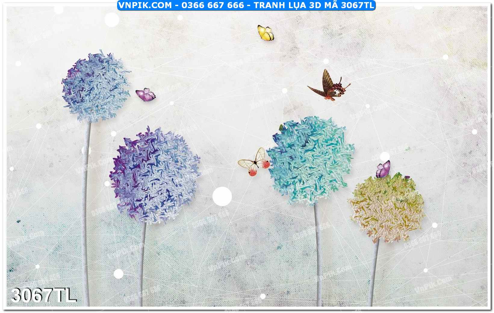 Tranh lụa 3D – Tranh trang trí dán tường 3067TL