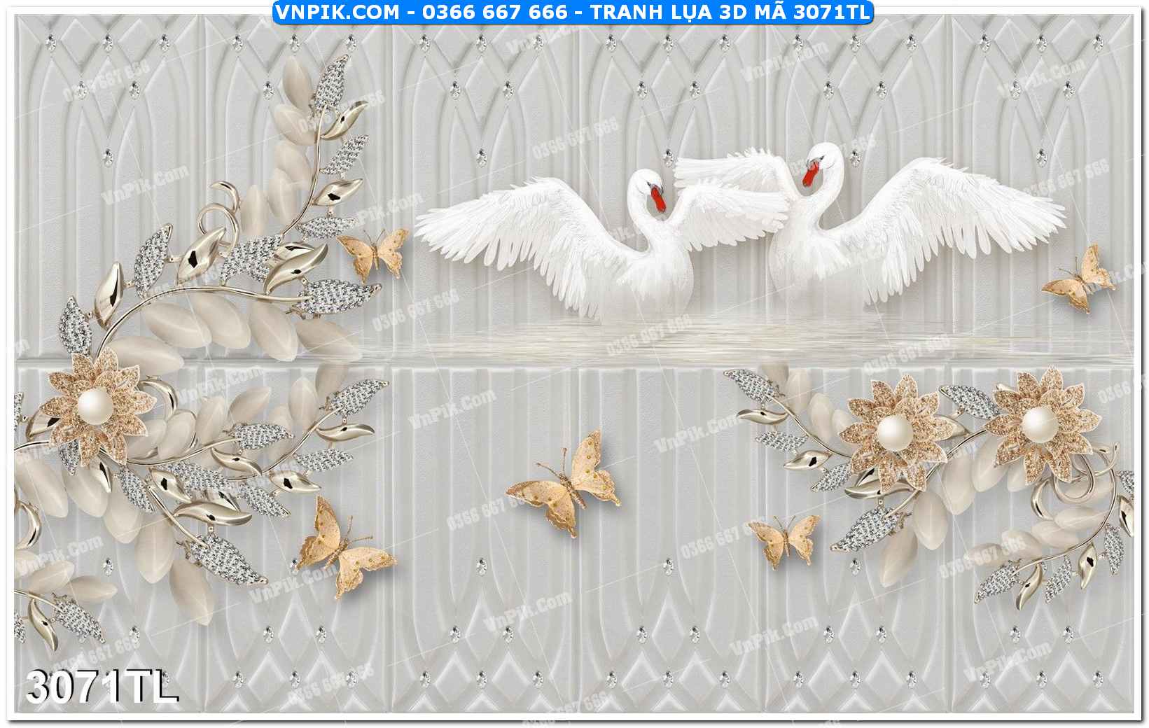 Tranh lụa 3D – Tranh trang trí dán tường 3071TL