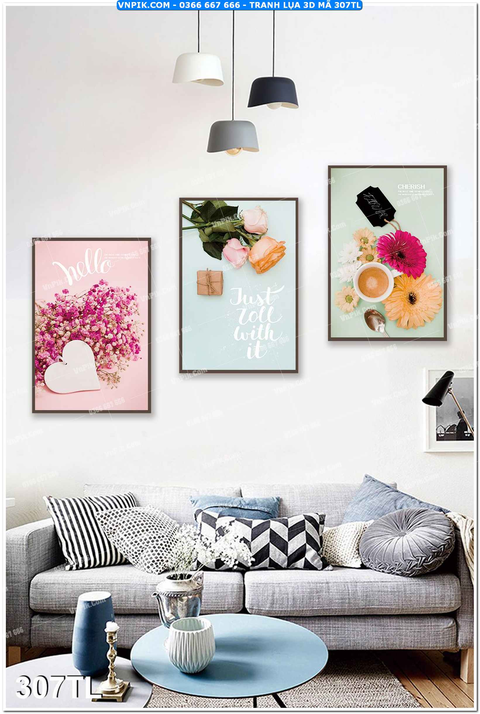 Tranh lụa 3D – Tranh trang trí dán tường 307TL