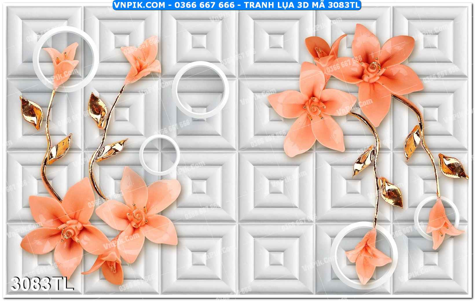 Tranh lụa 3D – Tranh trang trí dán tường 3083TL