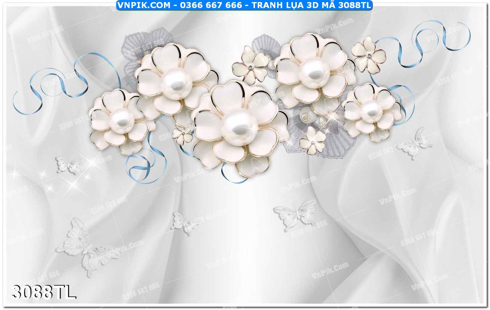 Tranh lụa 3D – Tranh trang trí dán tường 3088TL