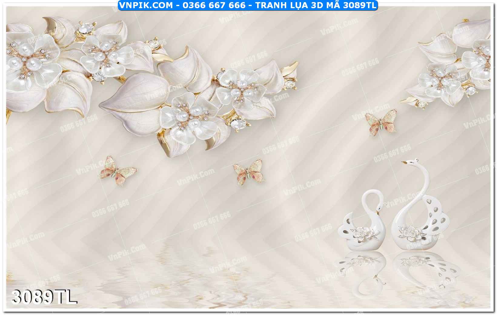 Tranh lụa 3D – Tranh trang trí dán tường 3089TL