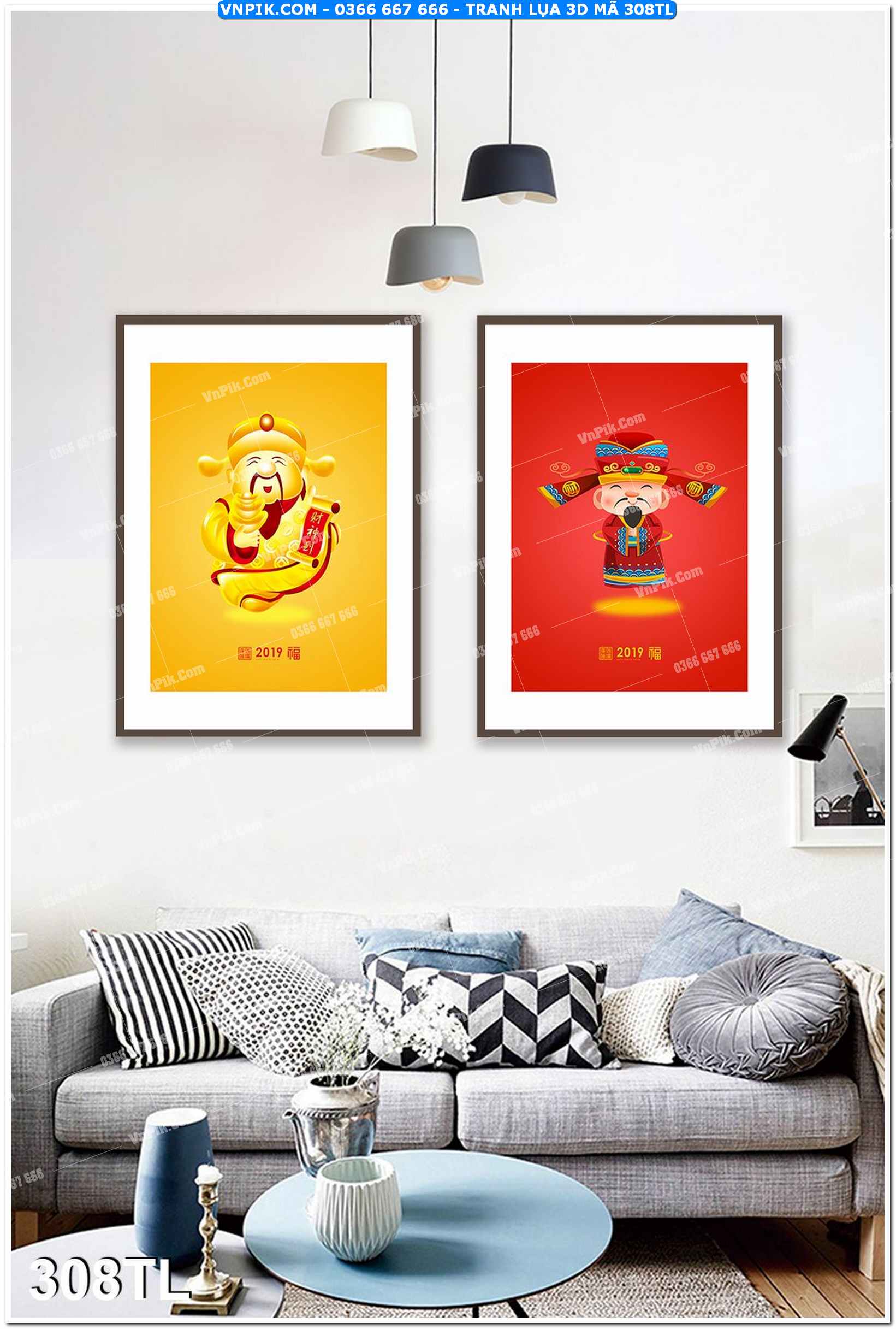 Tranh lụa 3D – Tranh trang trí dán tường 308TL