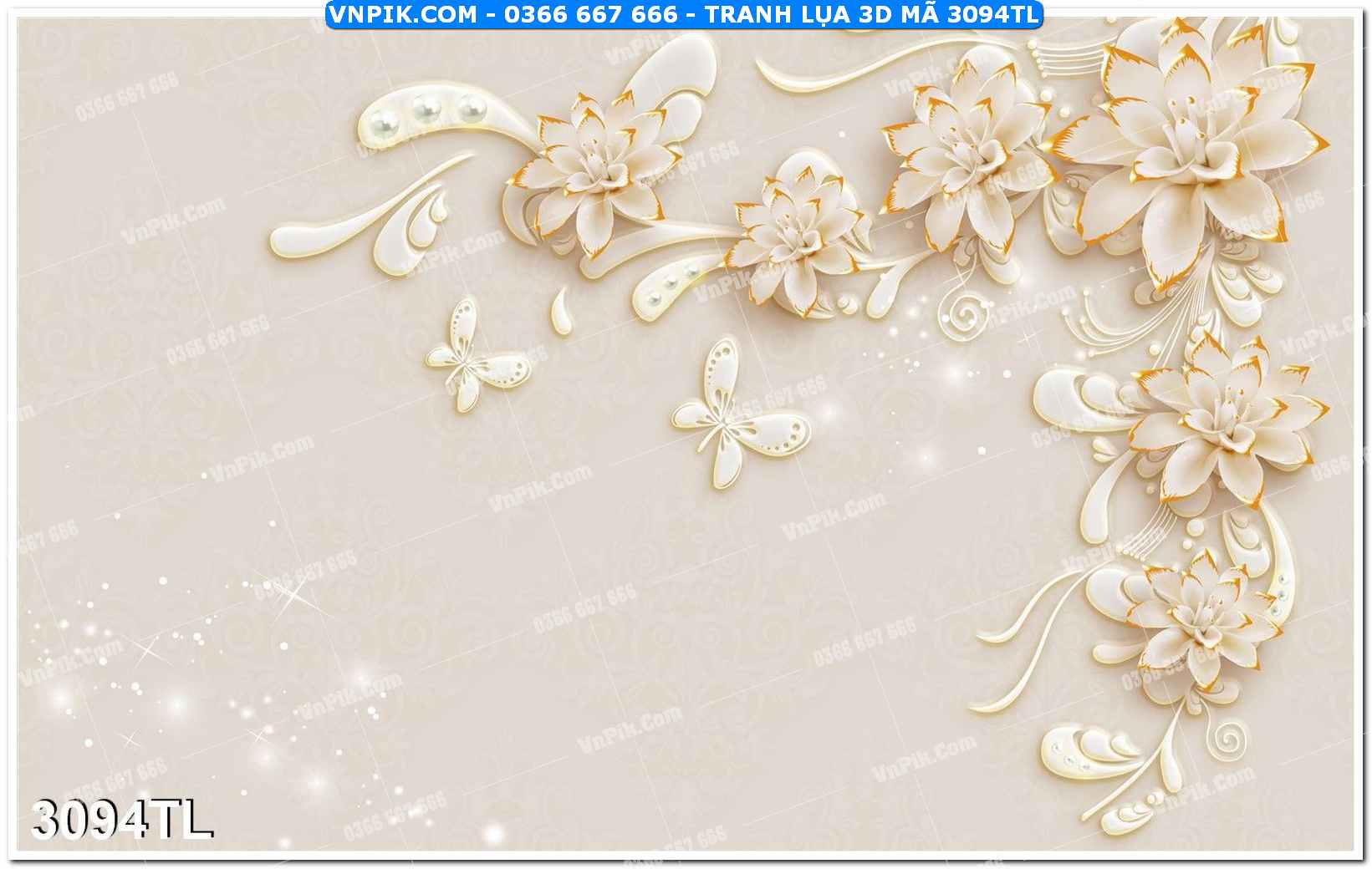 Tranh lụa 3D – Tranh trang trí dán tường 3094TL