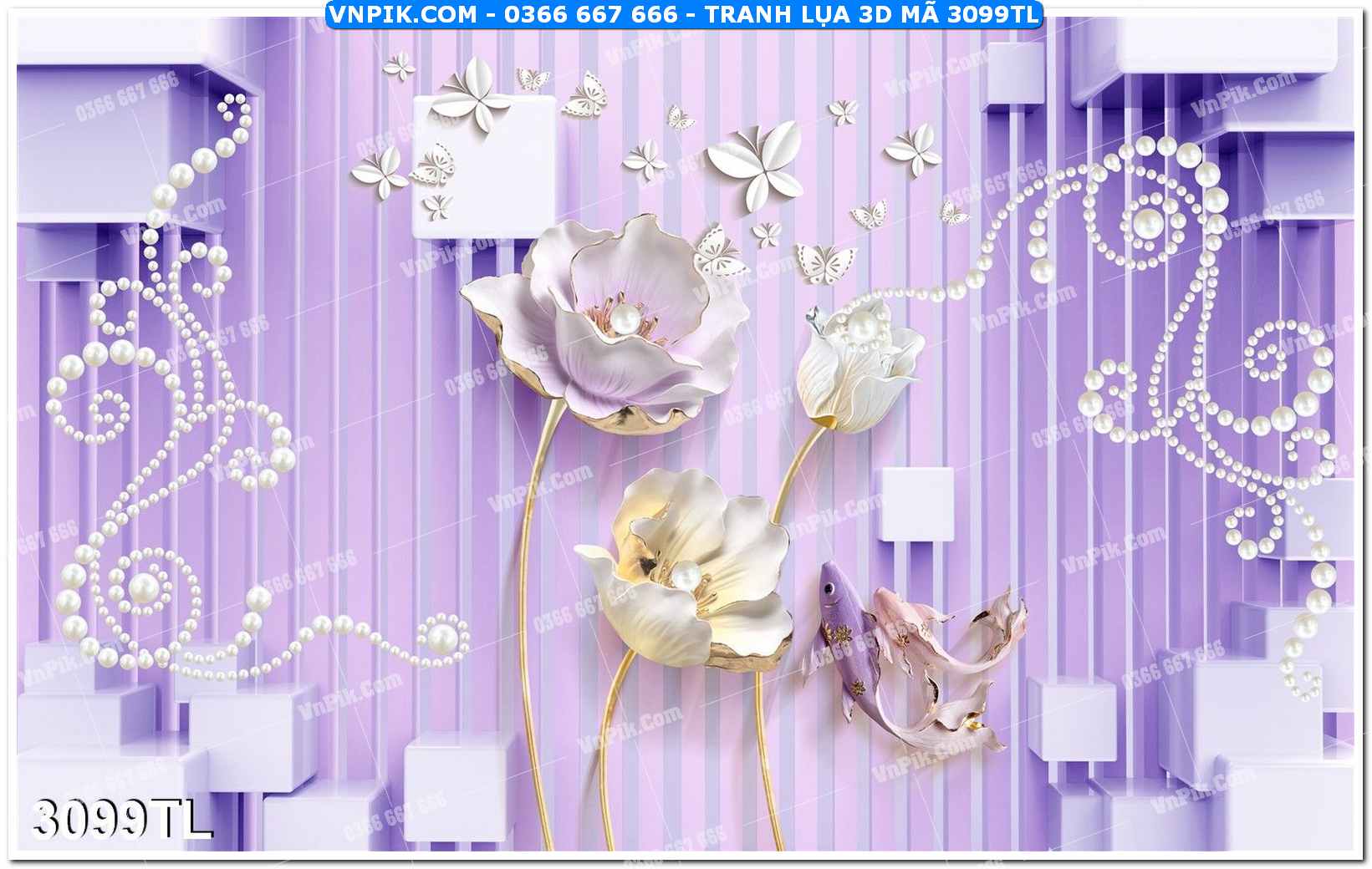 Tranh lụa 3D – Tranh trang trí dán tường 3099TL