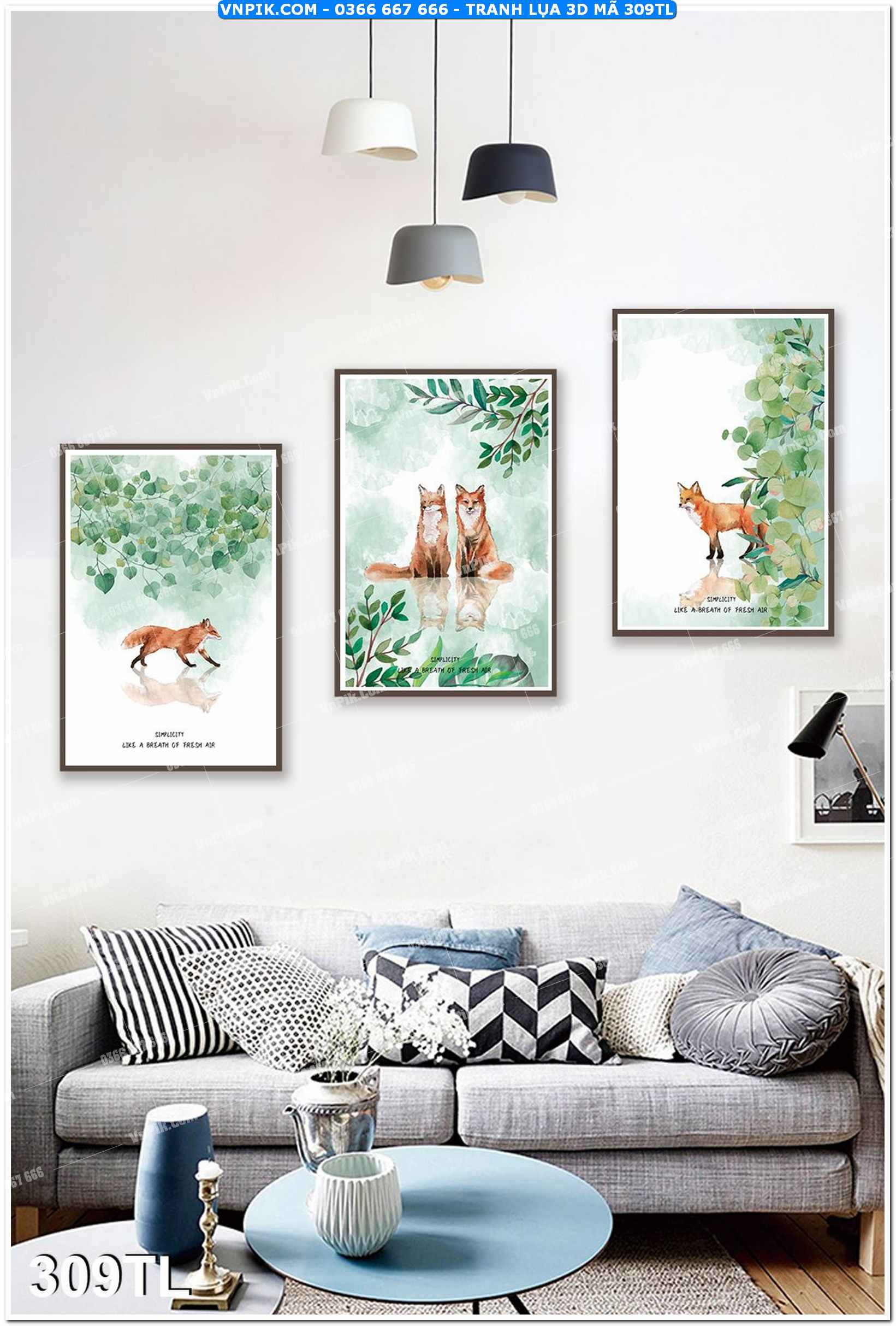 Tranh lụa 3D – Tranh trang trí dán tường 309TL