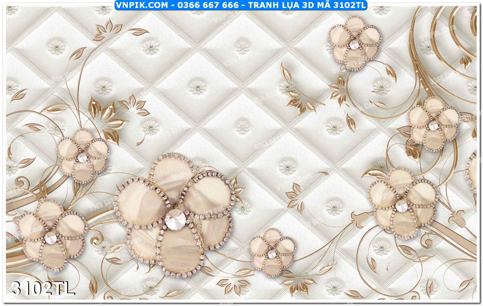 Tranh lụa 3D – Tranh trang trí dán tường 3102TL