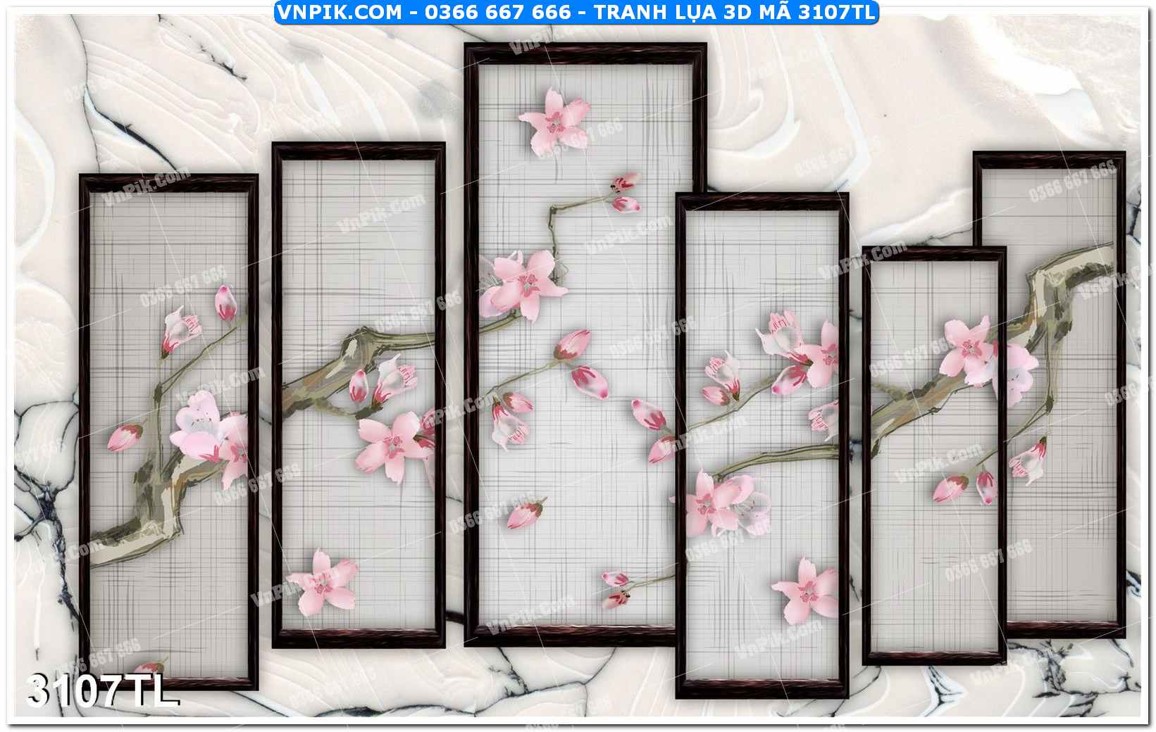 Tranh lụa 3D – Tranh trang trí dán tường 3107TL