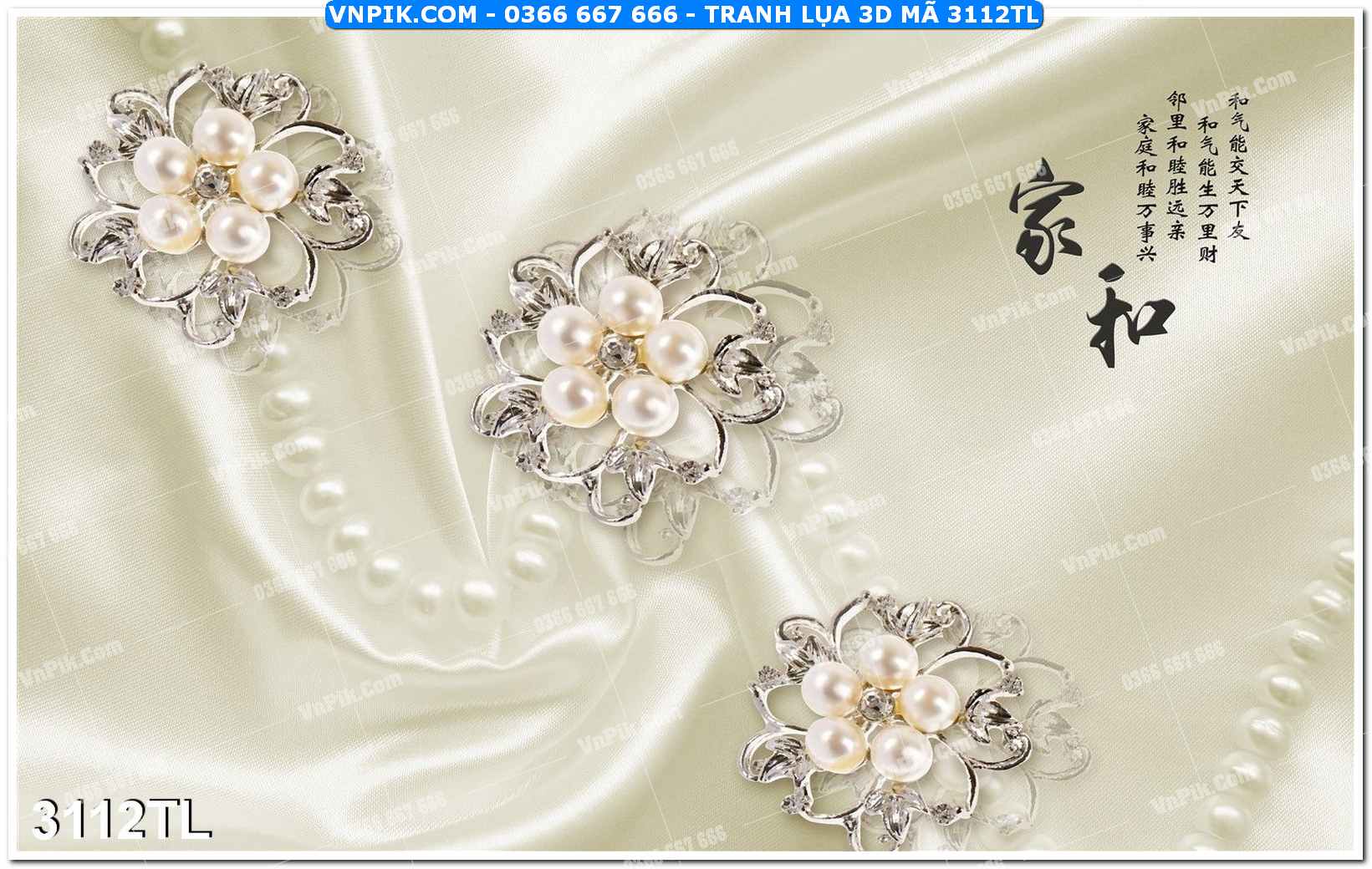 Tranh lụa 3D – Tranh trang trí dán tường 3112TL