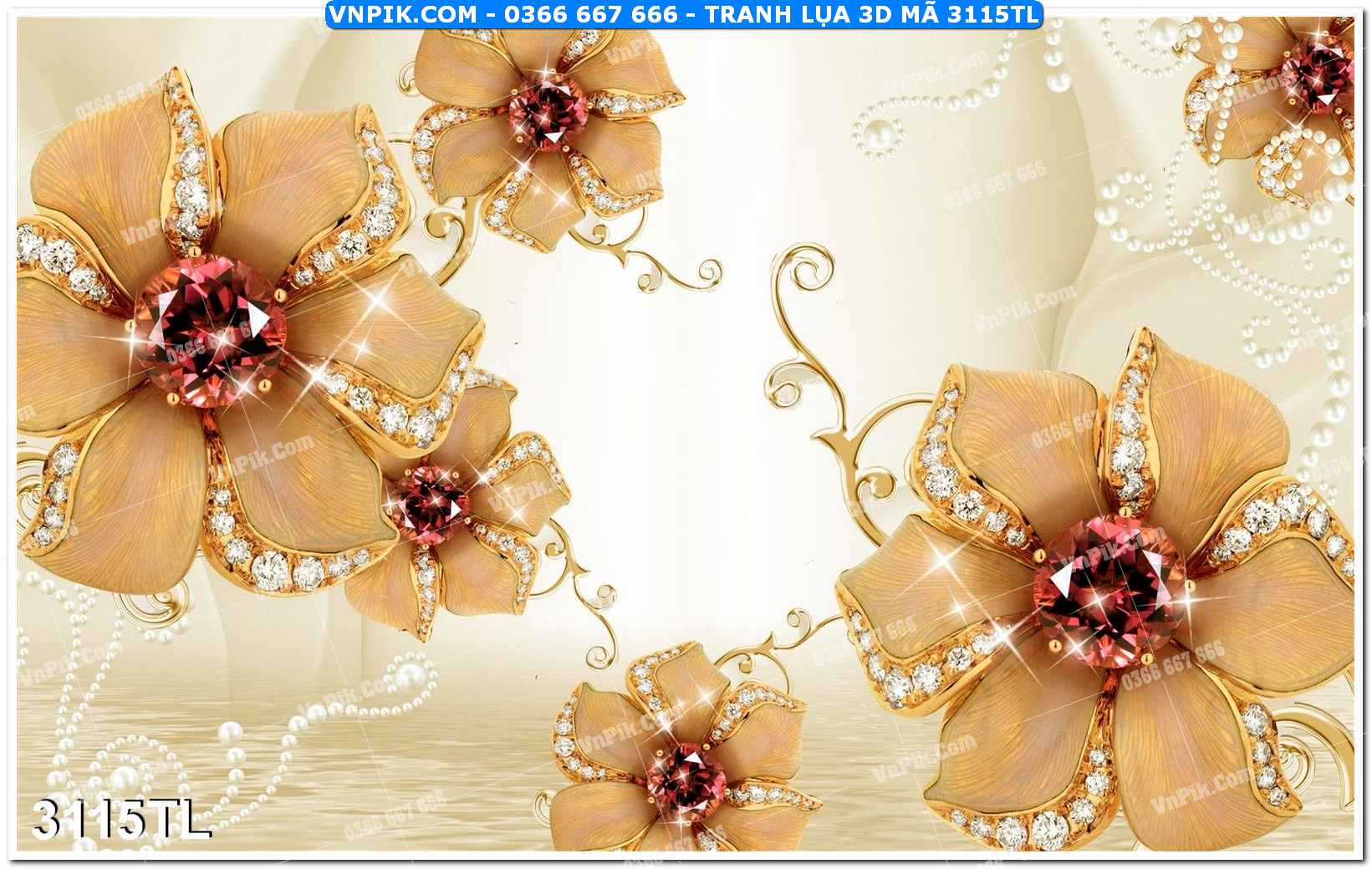 Tranh lụa 3D – Tranh trang trí dán tường 3115TL