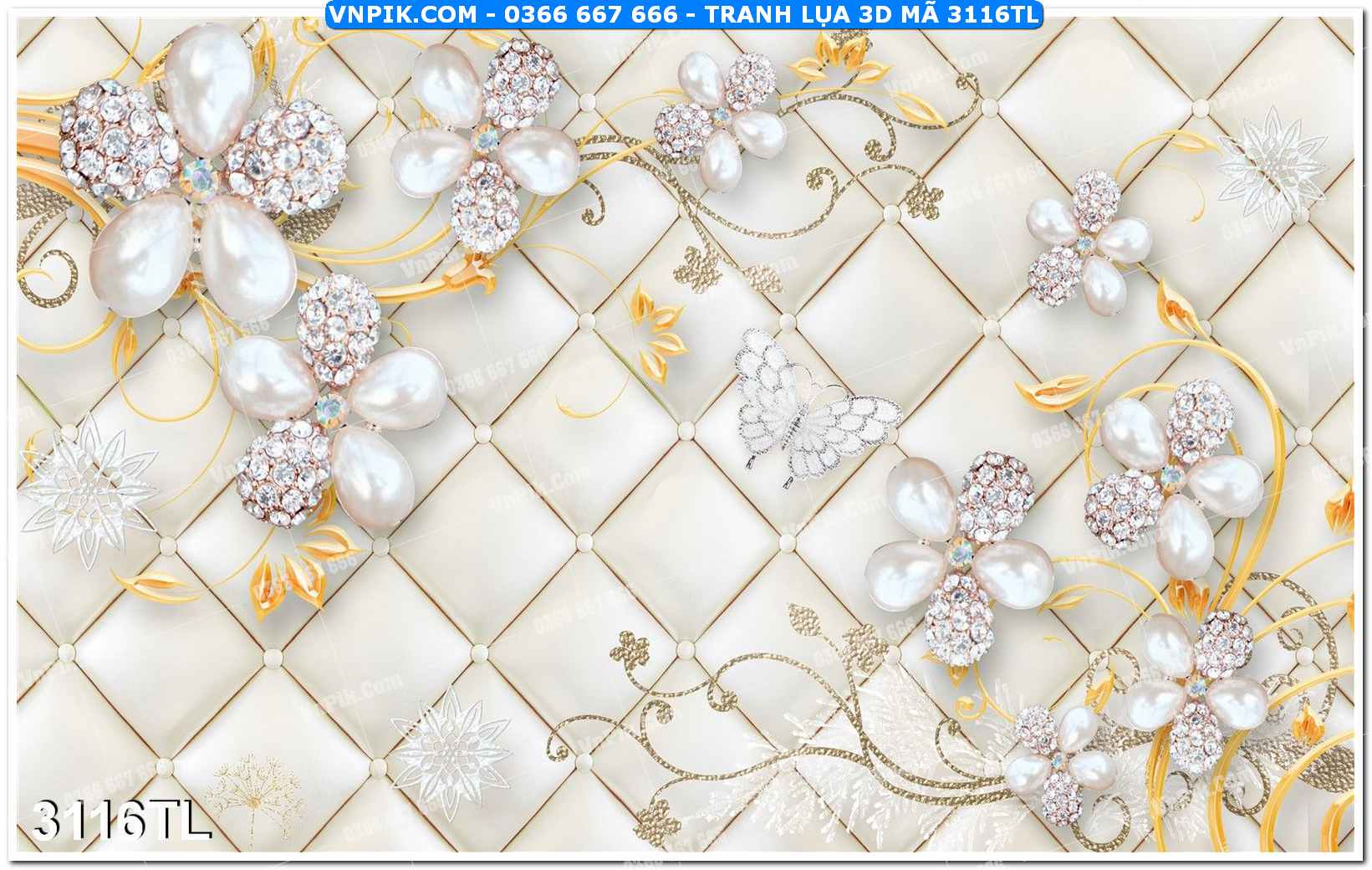 Tranh lụa 3D – Tranh trang trí dán tường 3116TL