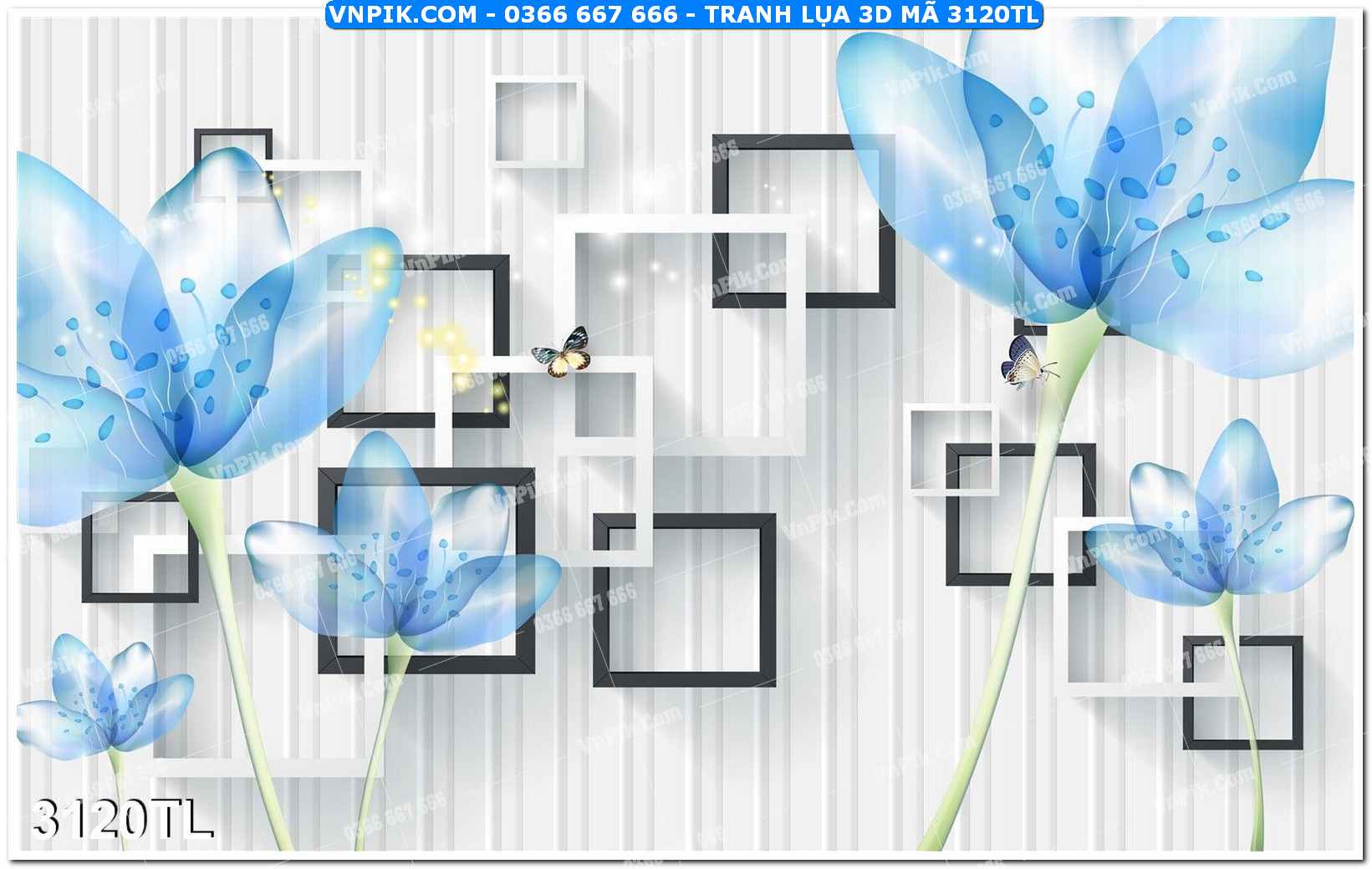 Tranh lụa 3D – Tranh trang trí dán tường 3120TL