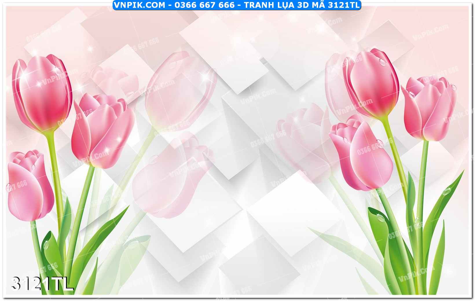 Tranh lụa 3D – Tranh trang trí dán tường 3121TL