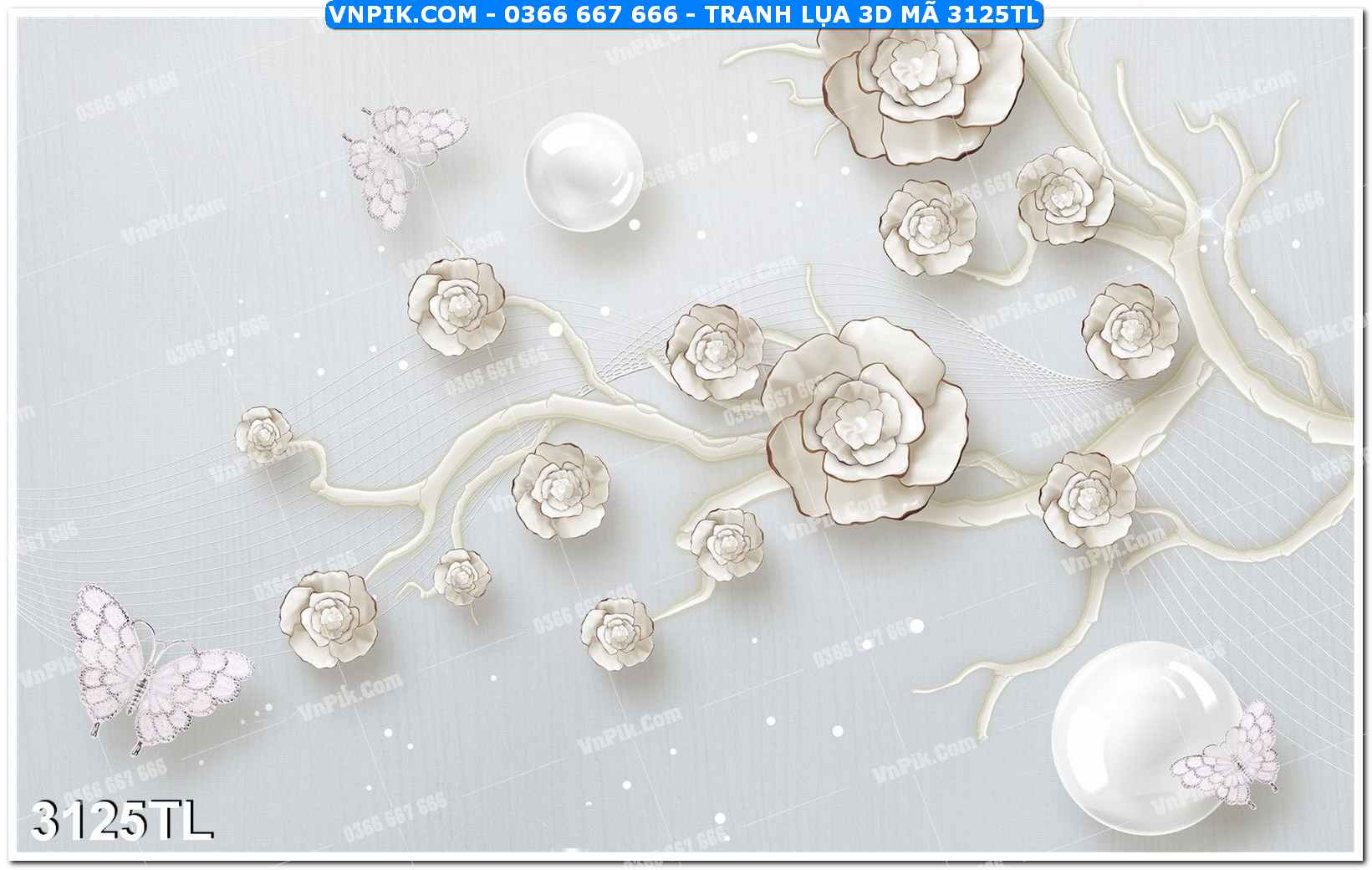 Tranh lụa 3D – Tranh trang trí dán tường 3125TL