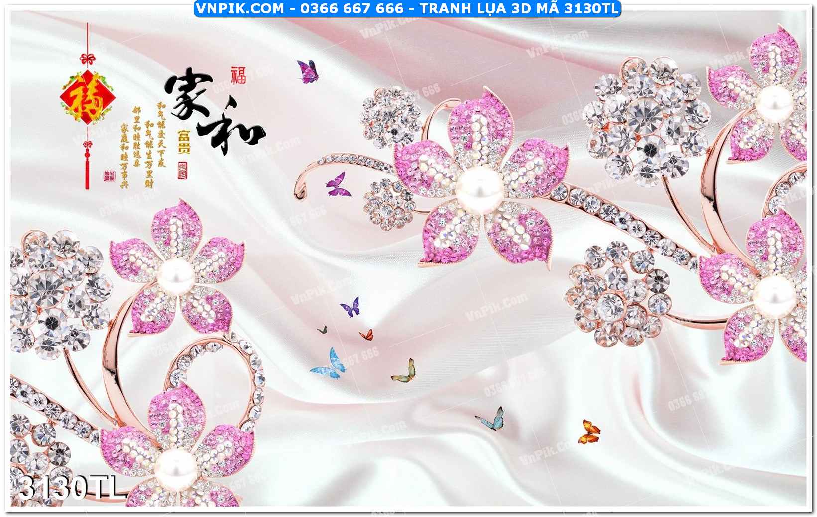 Tranh lụa 3D – Tranh trang trí dán tường 3130TL