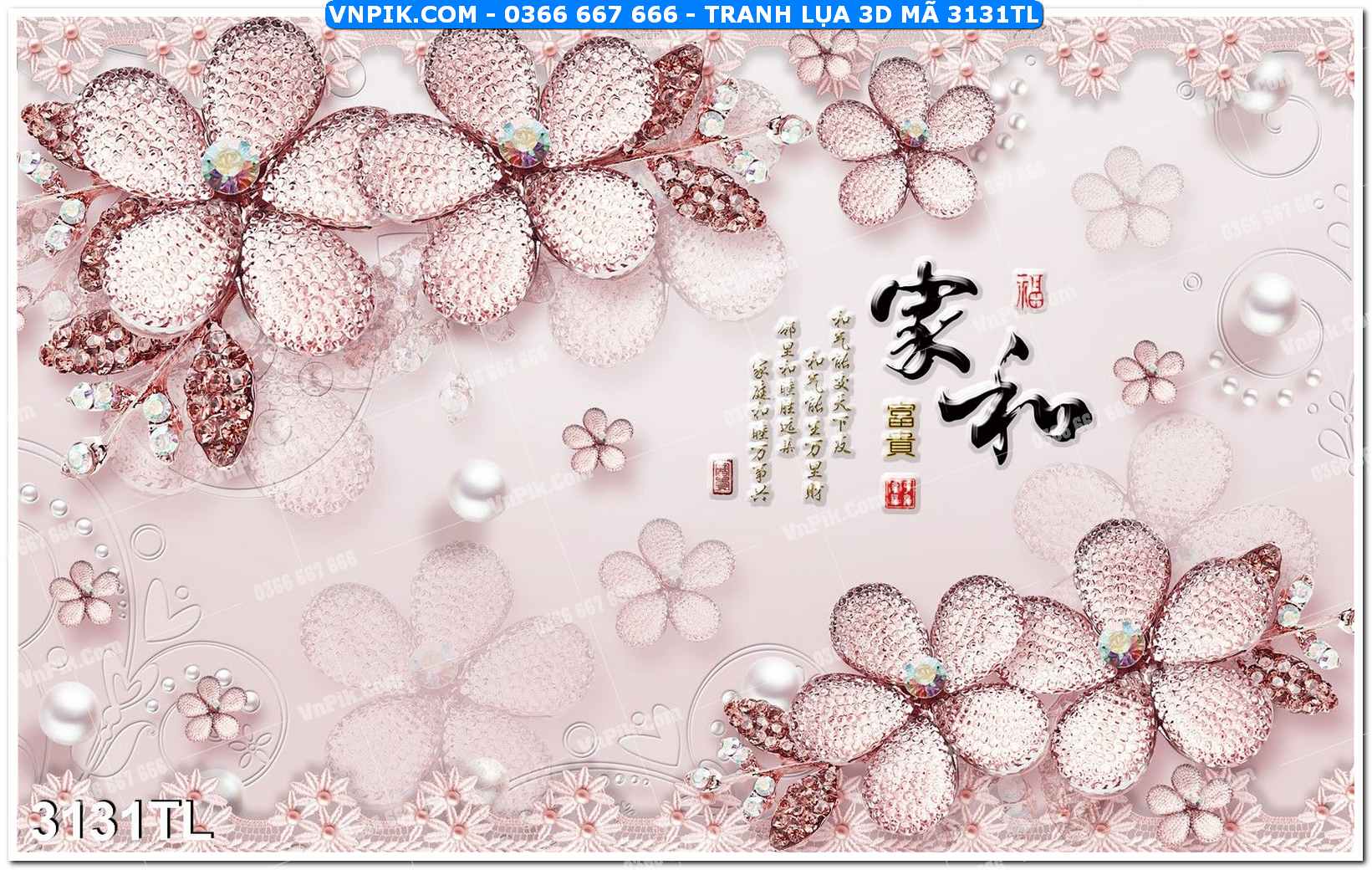 Tranh lụa 3D – Tranh trang trí dán tường 3131TL