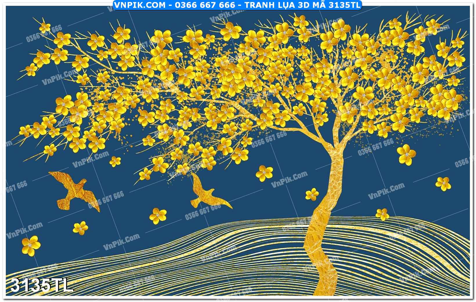 Tranh lụa 3D – Tranh trang trí dán tường 3135TL