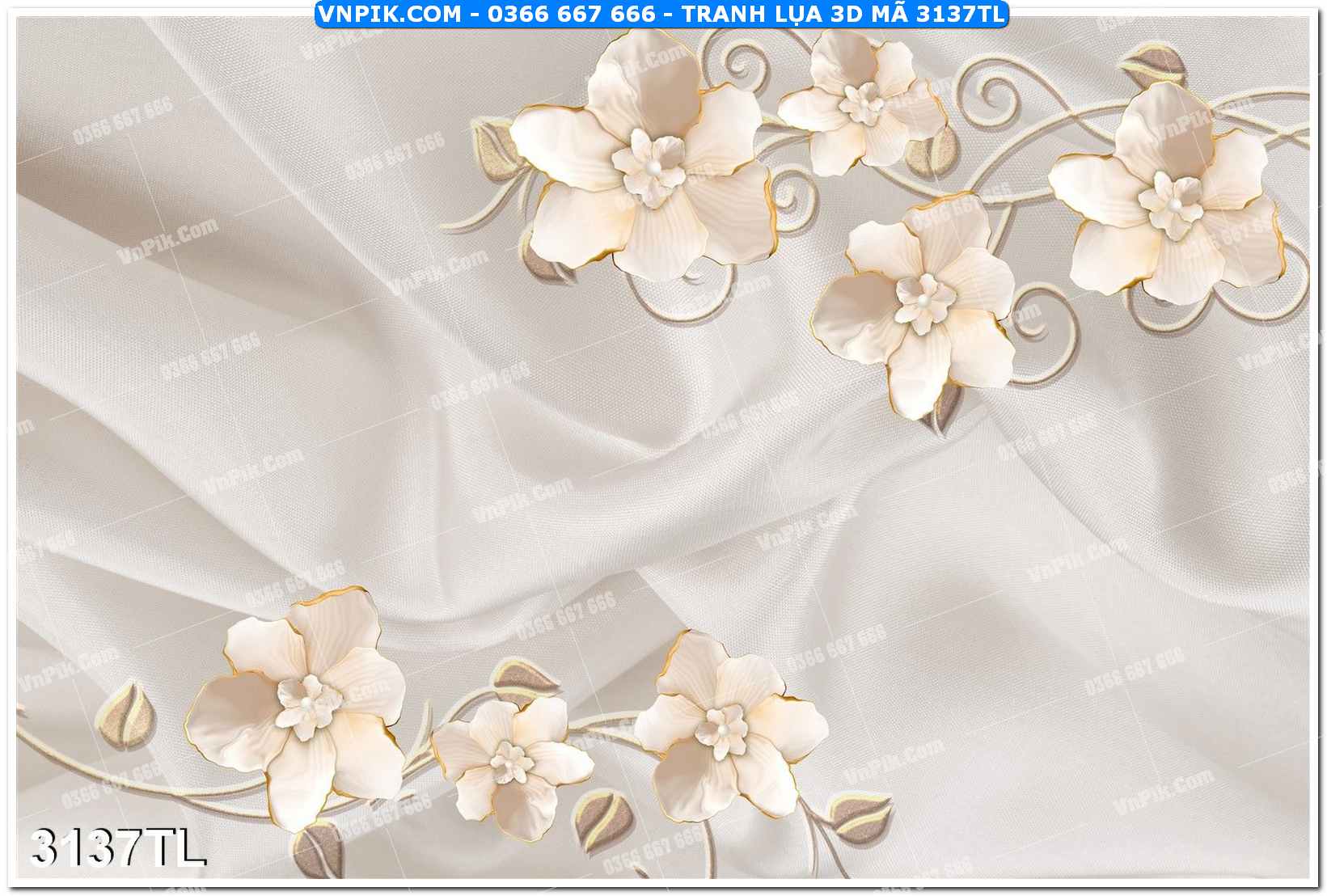 Tranh lụa 3D – Tranh trang trí dán tường 3137TL