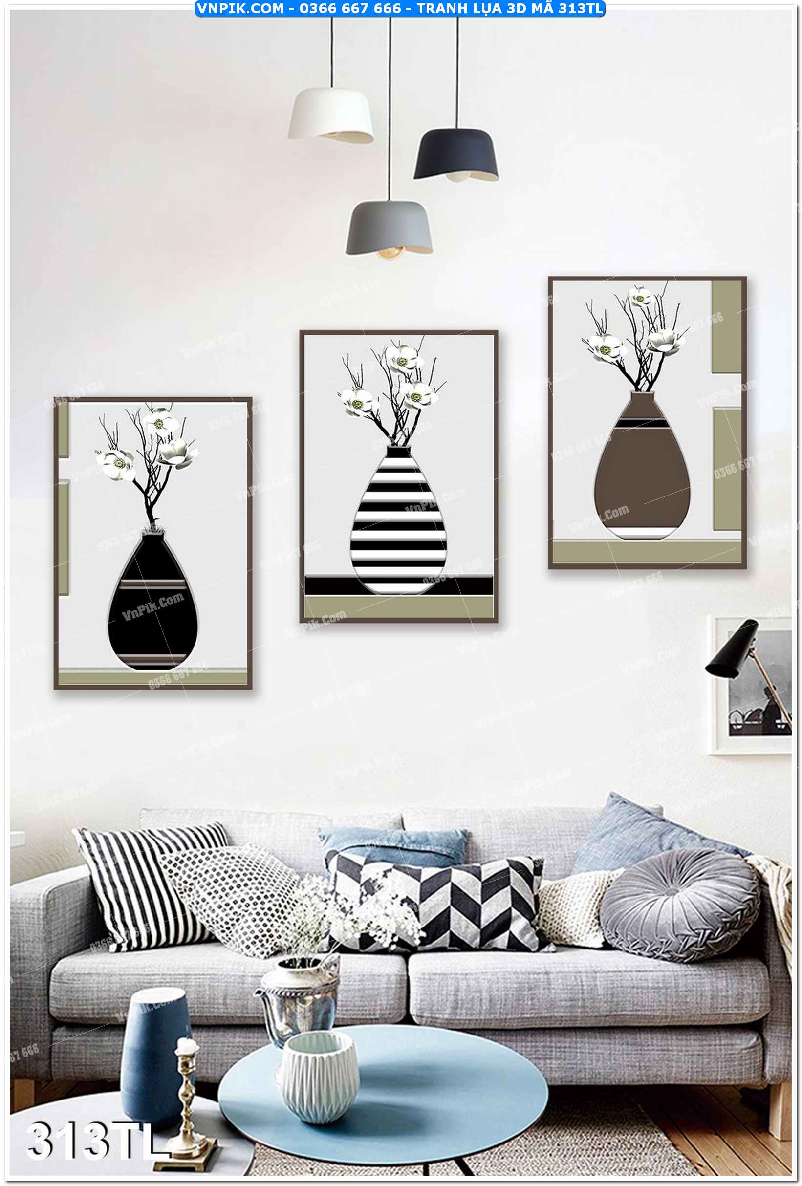 Tranh lụa 3D – Tranh trang trí dán tường 313TL