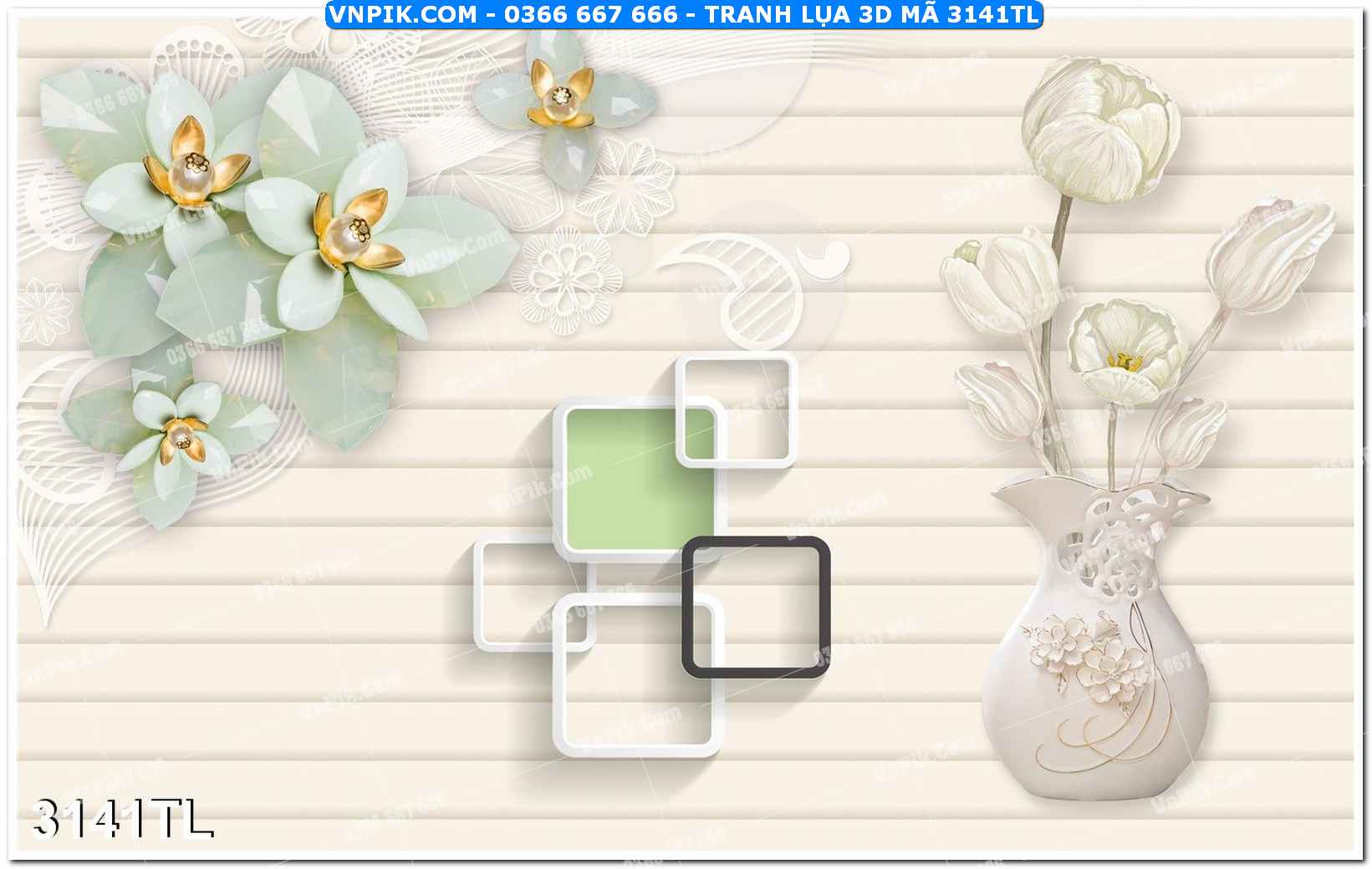 Tranh lụa 3D – Tranh trang trí dán tường 3141TL