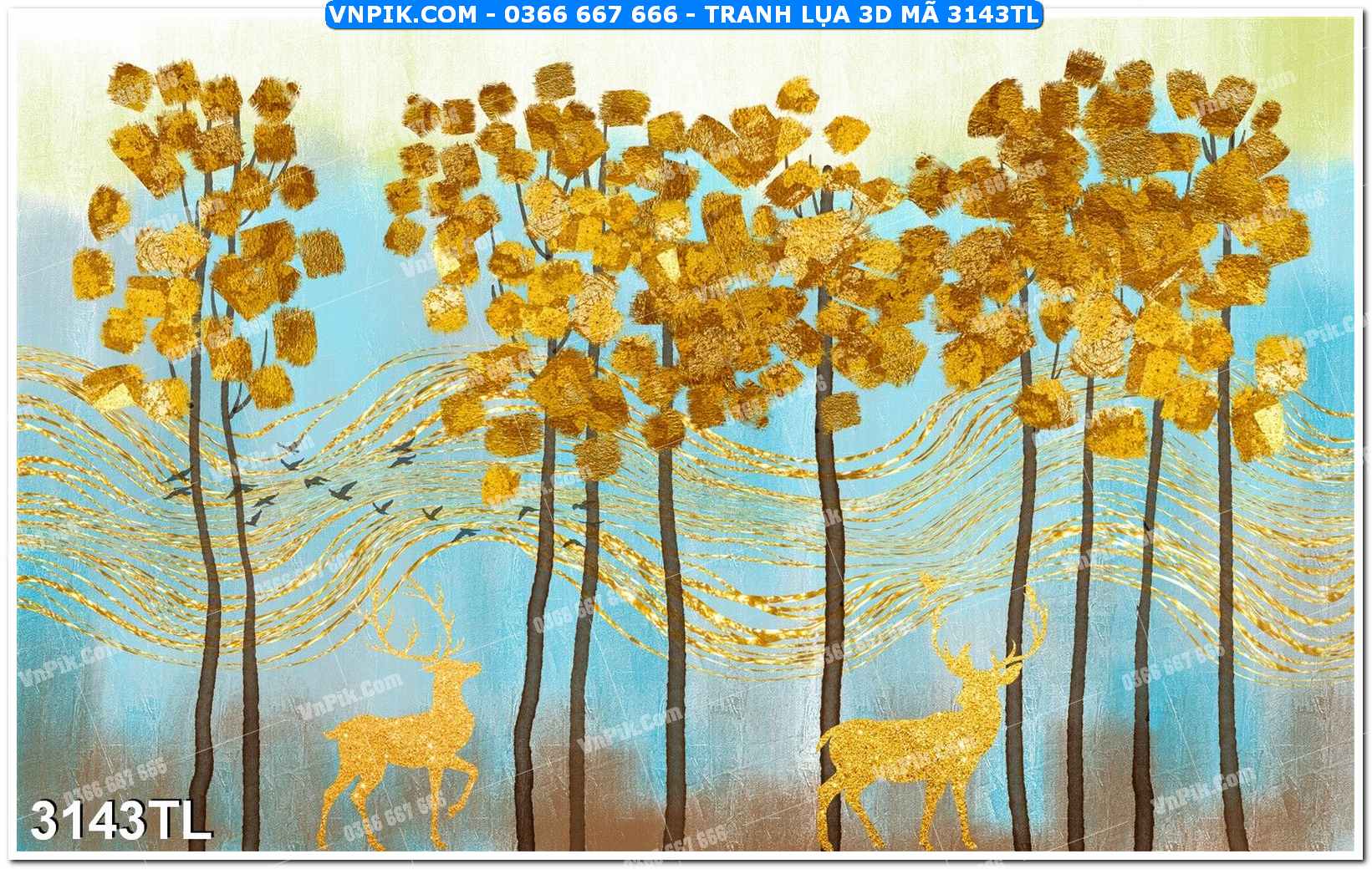 Tranh lụa 3D – Tranh trang trí dán tường 3143TL