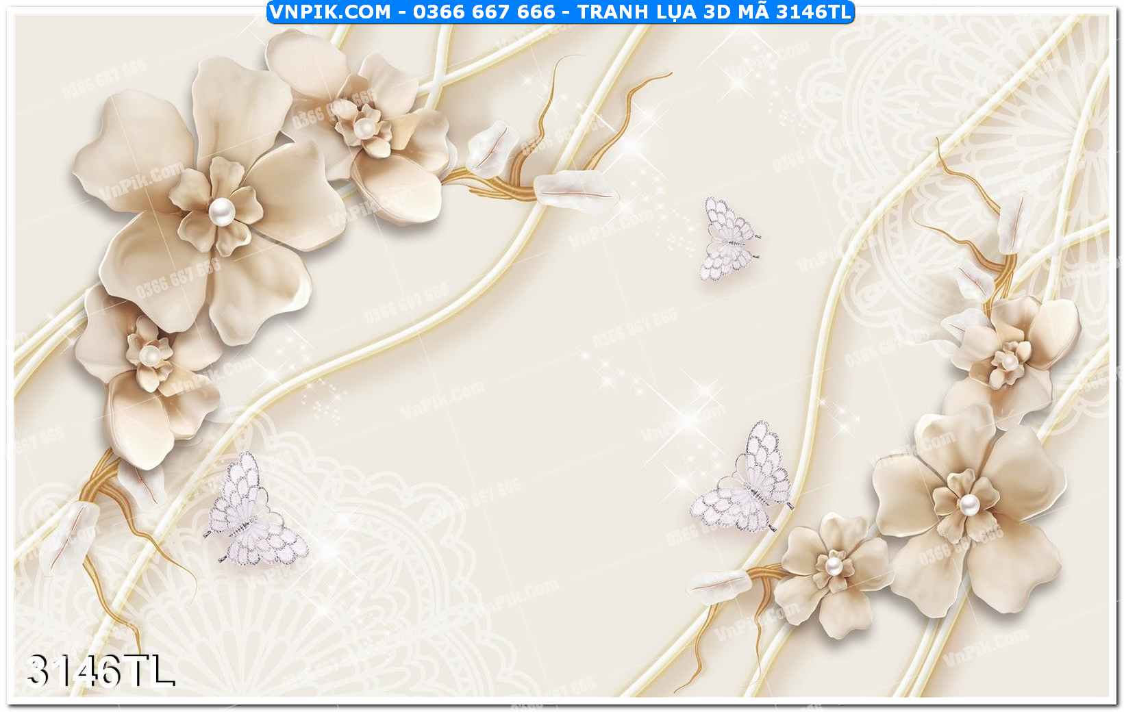 Tranh lụa 3D – Tranh trang trí dán tường 3146TL