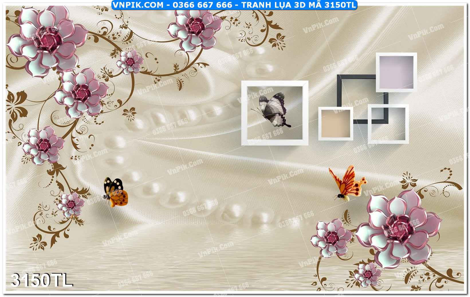 Tranh lụa 3D – Tranh trang trí dán tường 3150TL