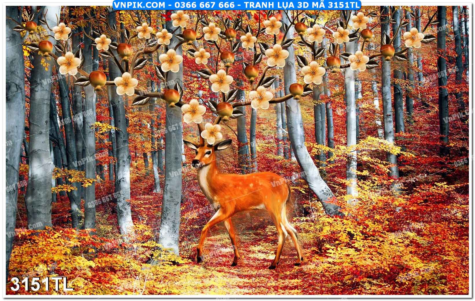 Tranh lụa 3D – Tranh trang trí dán tường 3151TL