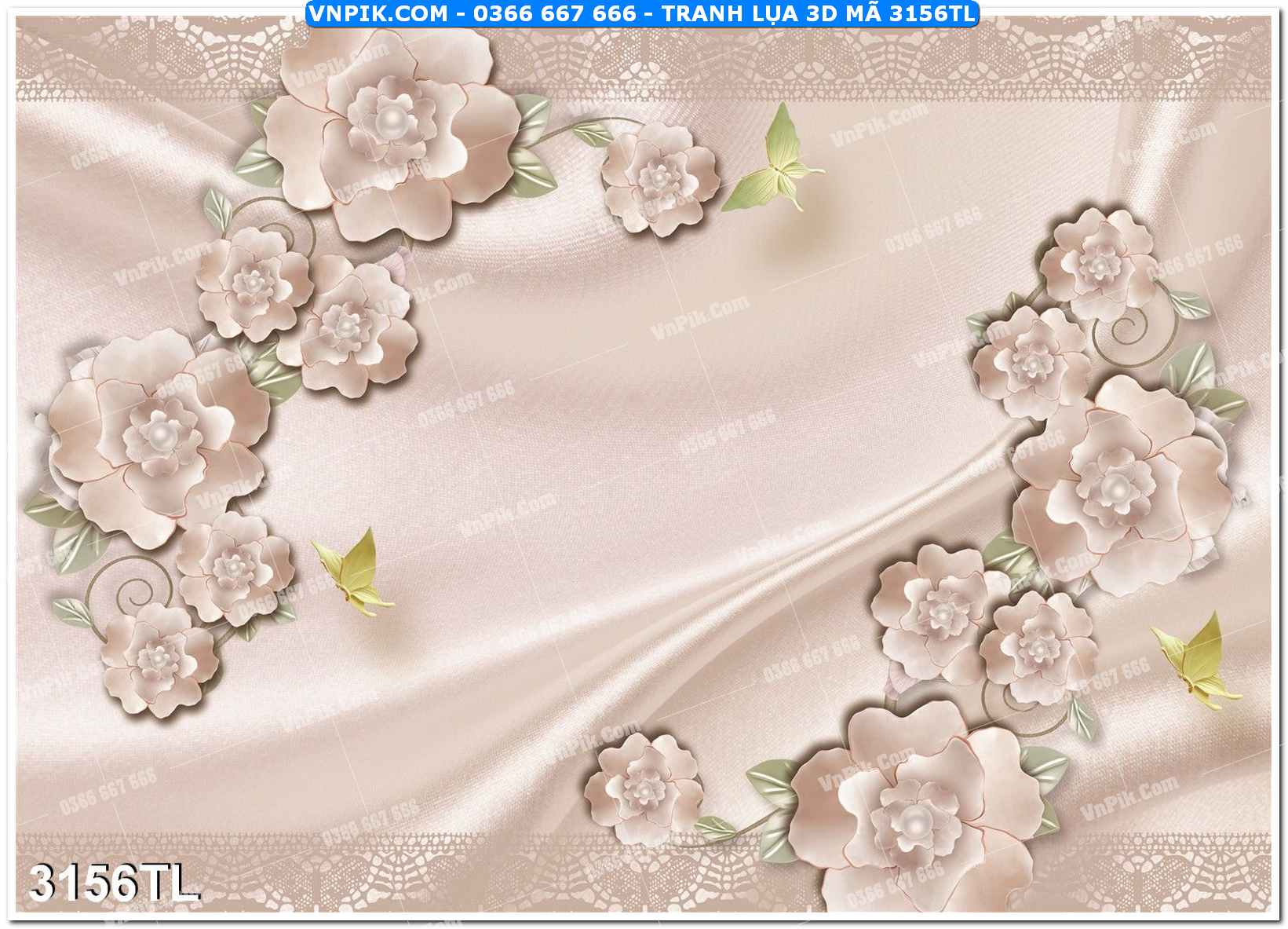 Tranh lụa 3D – Tranh trang trí dán tường 3156TL