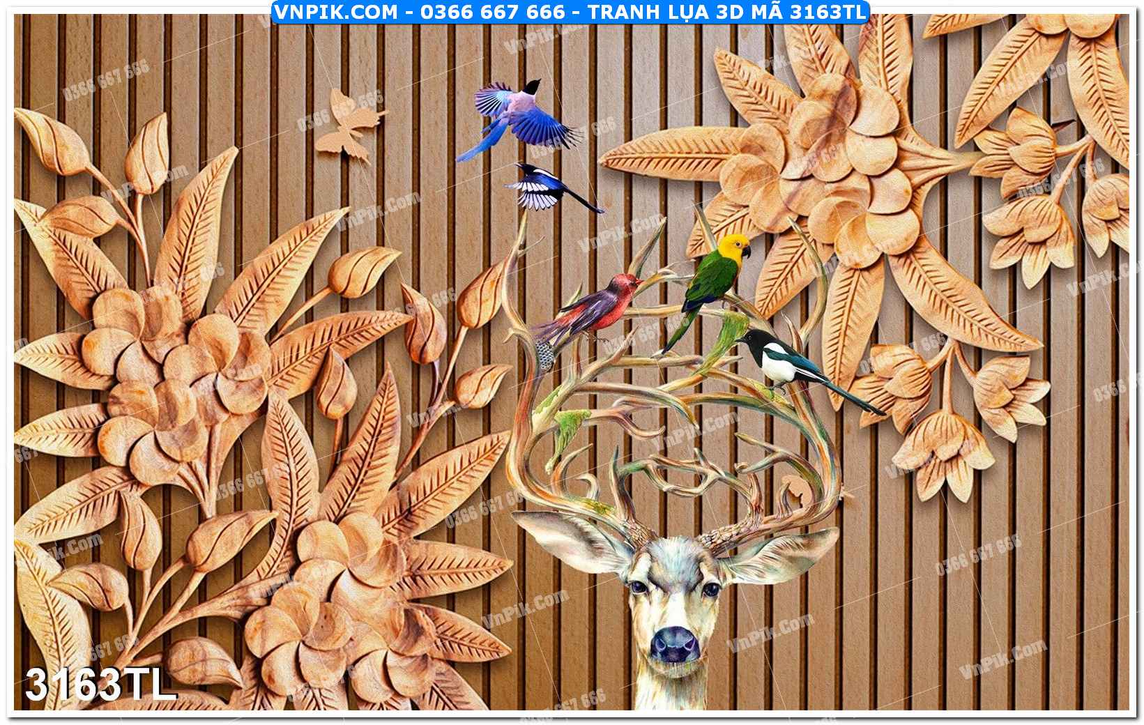 Tranh lụa 3D – Tranh trang trí dán tường 3163TL