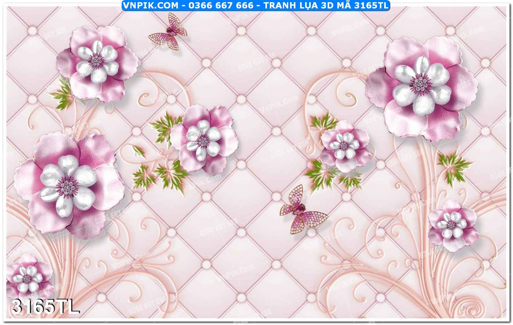 Tranh lụa 3D – Tranh trang trí dán tường 3165TL